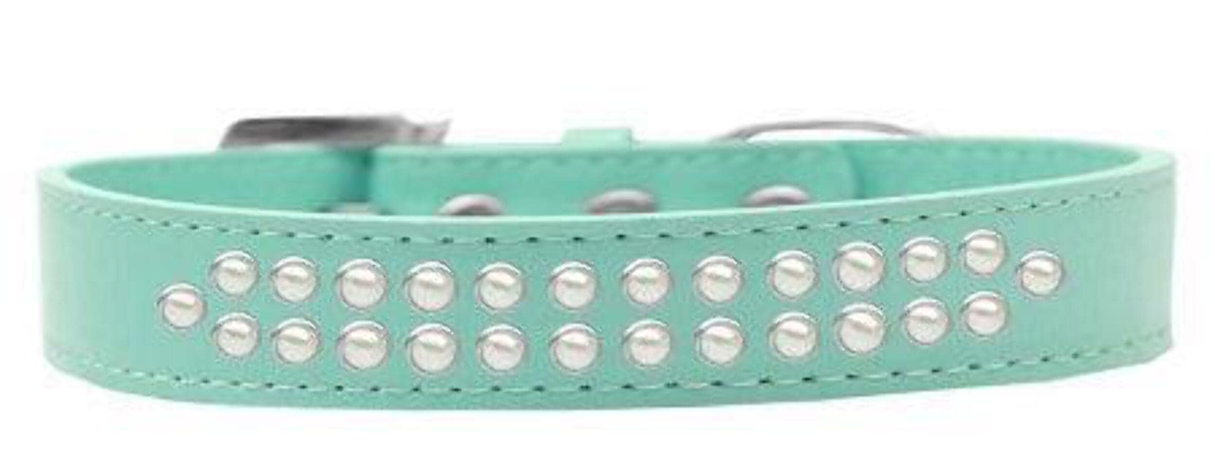 Mirage Pet Products Two Row Pearl Light Pink Dog Collar, Size 18