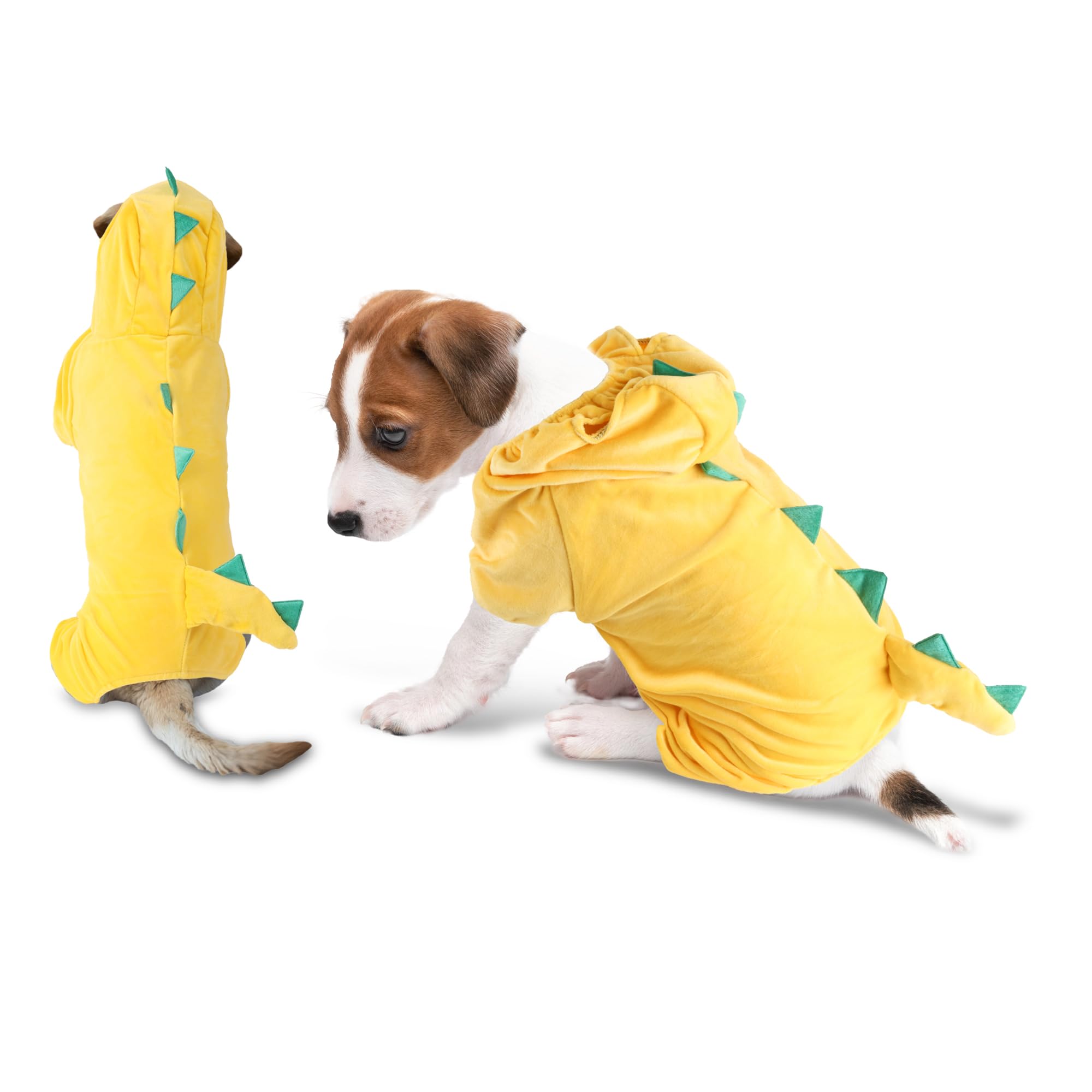 Delifur Dinosaur Dog Halloween Costume Pet Dino Hoodie For Medium Large Dogs (Xl, Yellow)