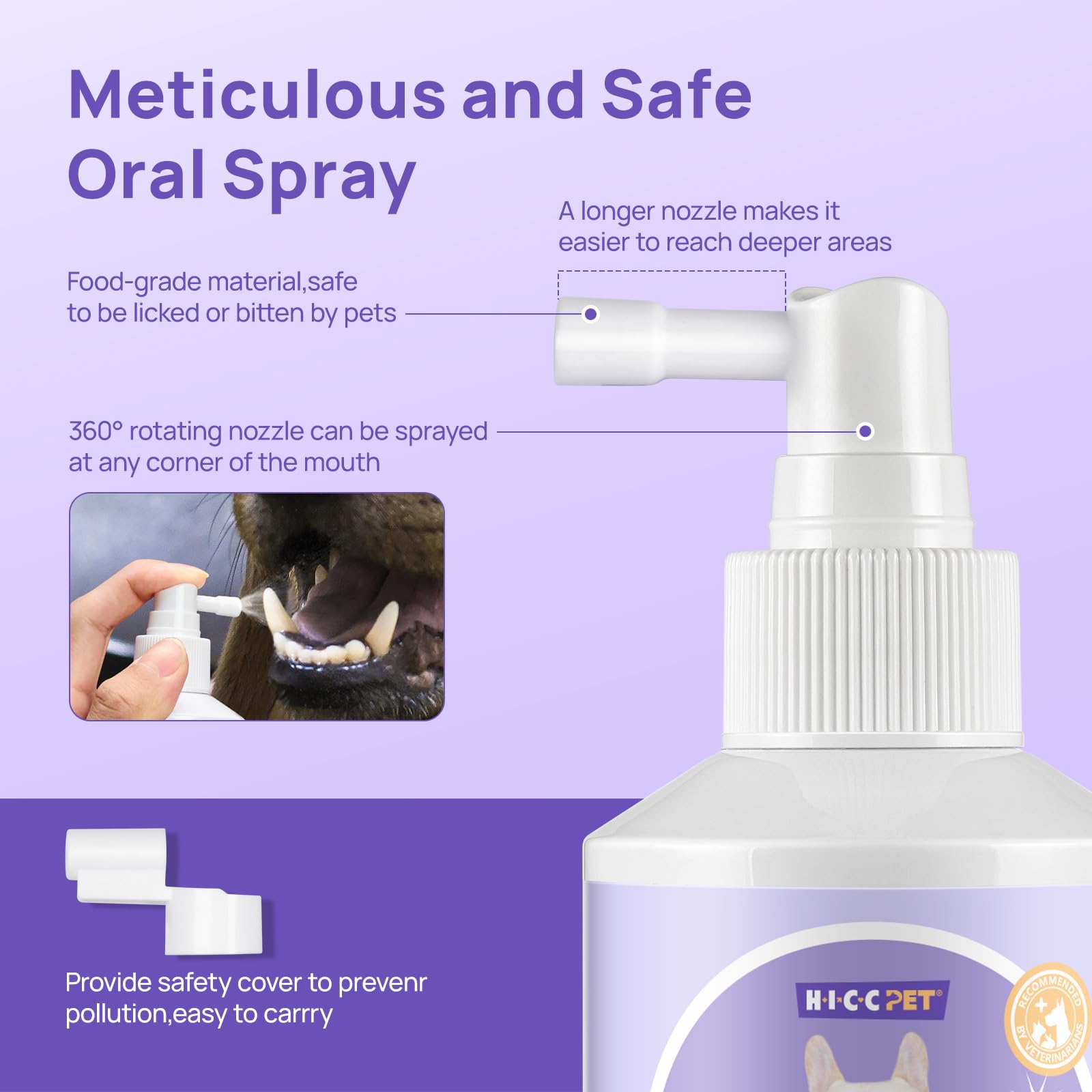 HICC PET Oral Care Spray for Dogs and Cats, Pet Breath Dental Care Spray, Dog Gingivitis Treatment, Fight Bad Breath Caused by P