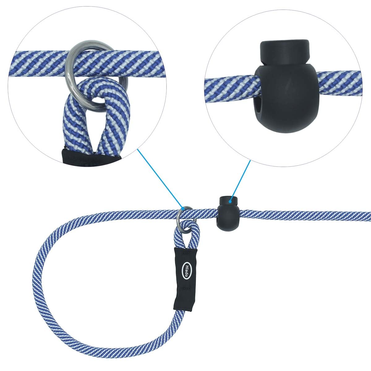 Hiado Slip Lead Dog Leash With Stopper Loop Rope Training No Pull For Small Medium Large Dogs 5Ft Blue White