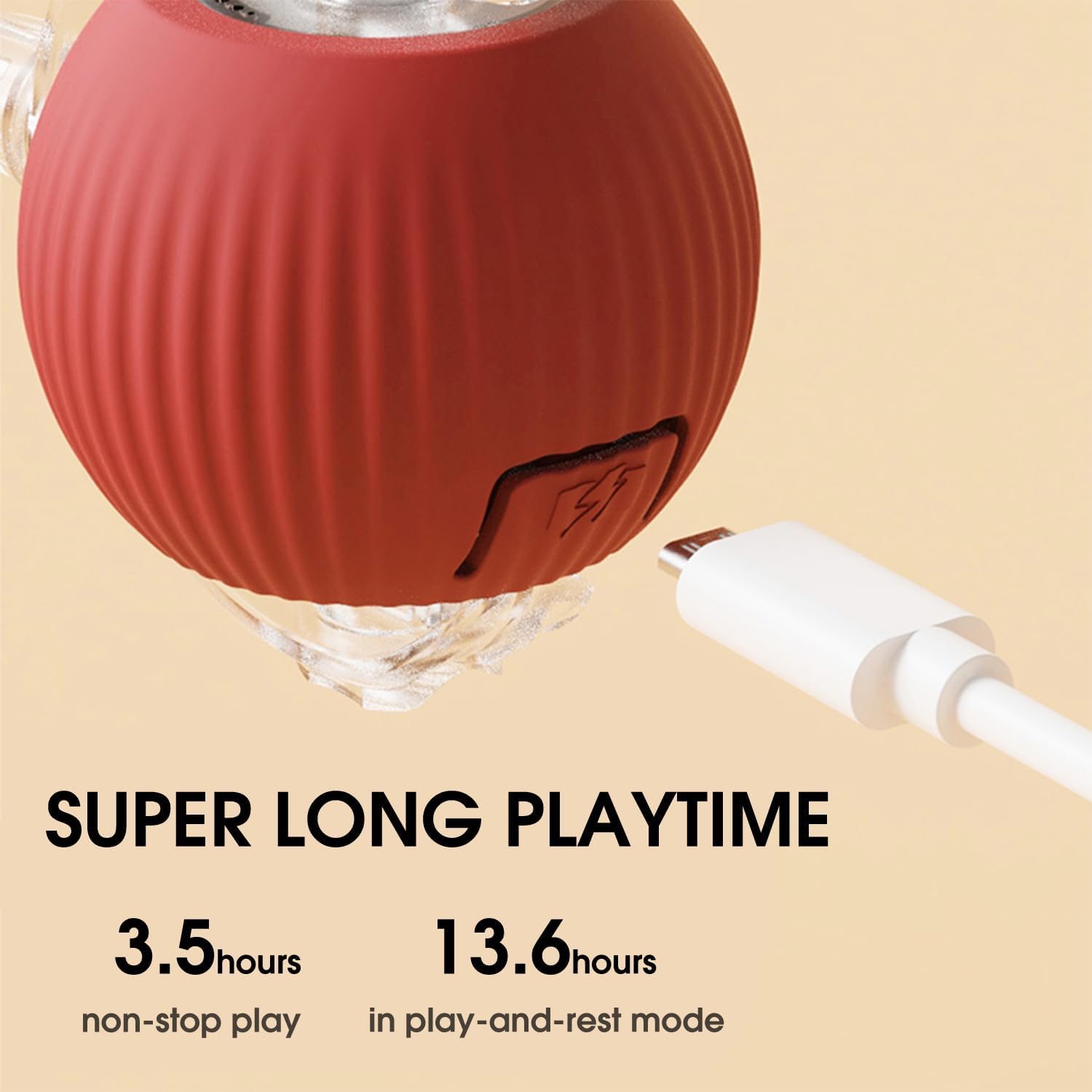 Neysxyu Interactive Dog & Cat Electric Active Toys - Smart Rolling Ball For Dogs & Cats, Rechargeable (Red)