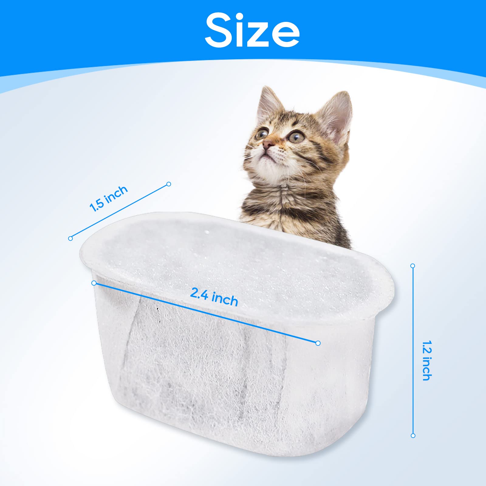 Myfatboss 10 Pack Cat Water Fountain Filter For W300&W300B&W500 Cat Water Fountain, Filters For 67Oz/2L And 3.5L Automatic Pet W