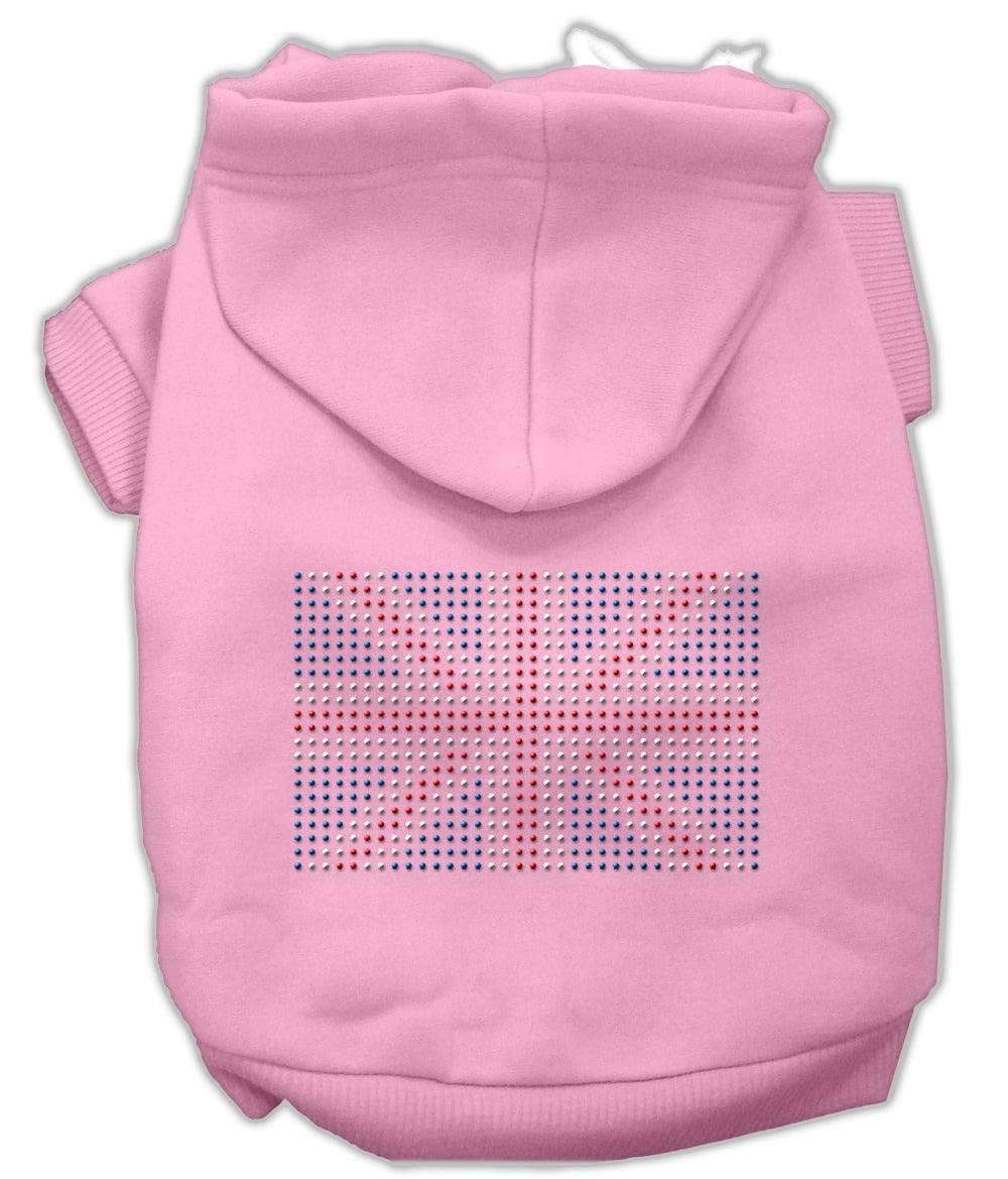 Pet, Dog & Cat Hoodie Rhinestone, "British Flag" Red 3XL (25-35 lbs.)