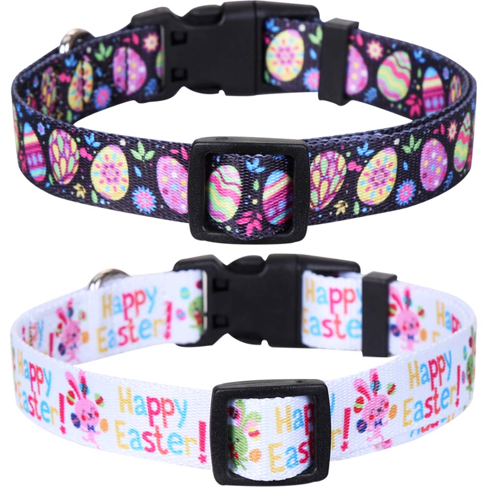 2 Pack Easter Dog Collar Adjustable Nylon Pet Collars Easter Egg Large