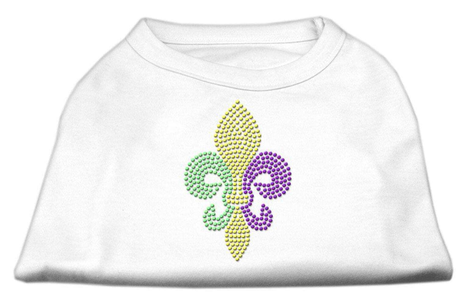 Pet Dog & Cat Shirt Rhinestone, "Mardi Gras Fleur De Lis" Emerald Green LG (10-14 lbs.)