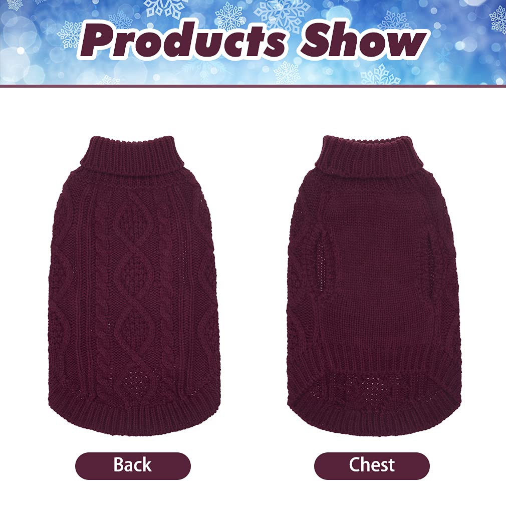 Bingpet Thermal Knitted Dog Sweater, Winter Dog Cat Coat, Warm Sweater For Small Medium Large Dogs, Classic Cable Knit Turtlenec