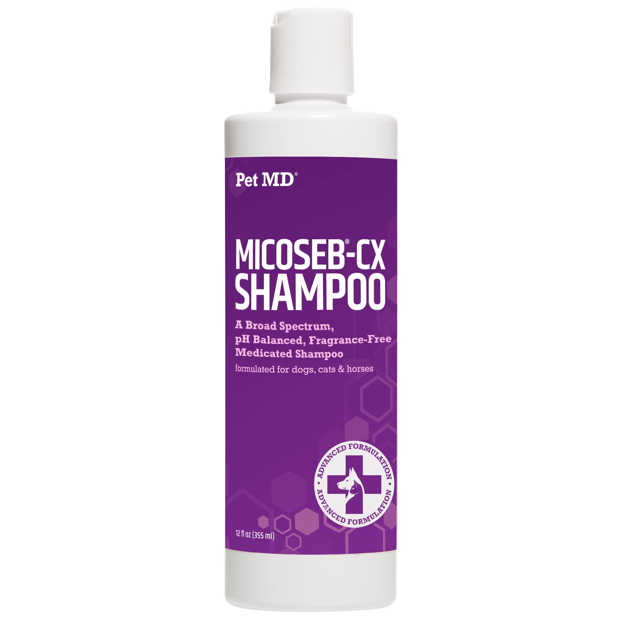 Pet MD MicosebCX Topical Shampoo for Dogs, Cats, & Horses with Miconazole  12 oz