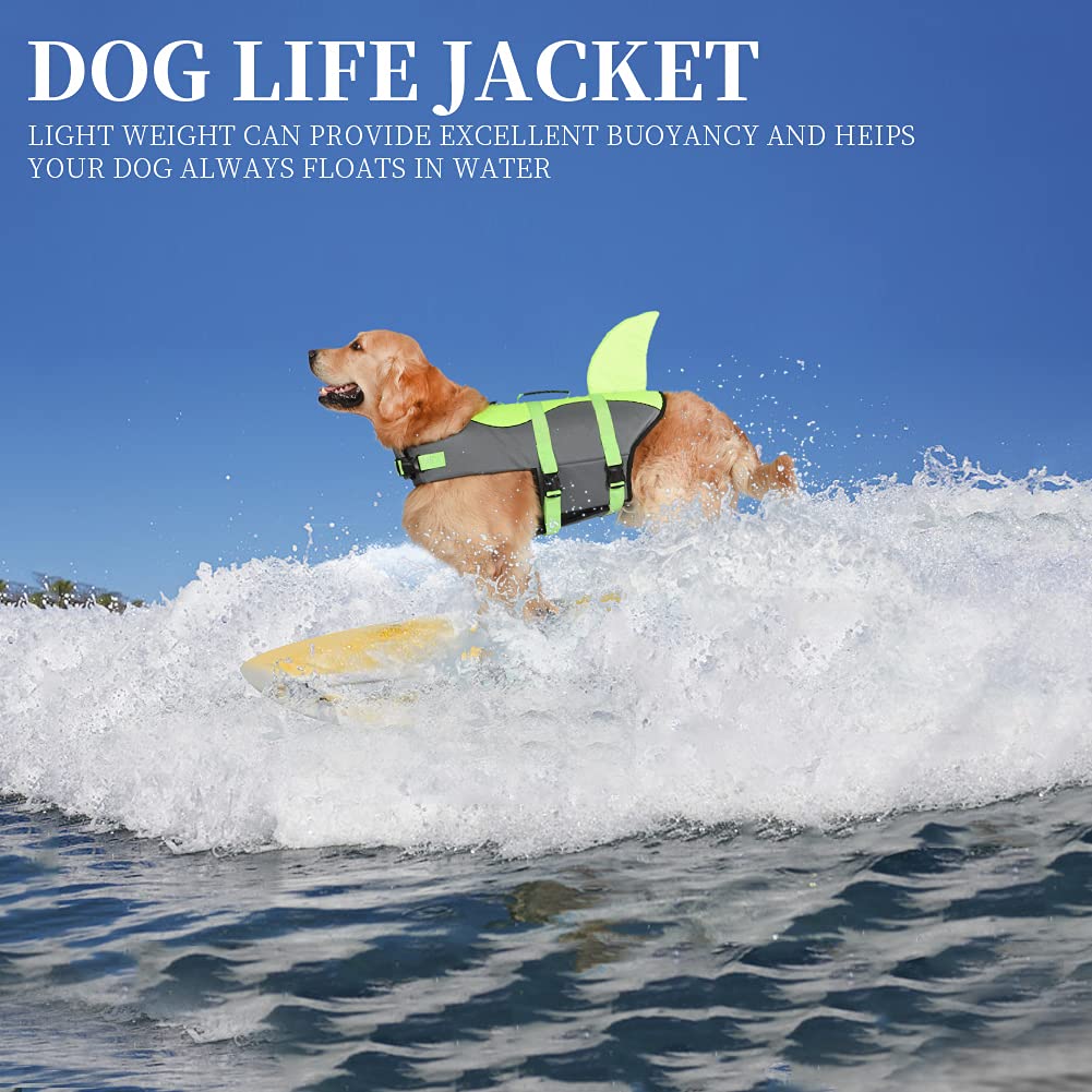 Dog Shark Life Jacket, Dog Life Vest For Swimming Adjustable Pet Life Preserver With Rescue Handle X-Large