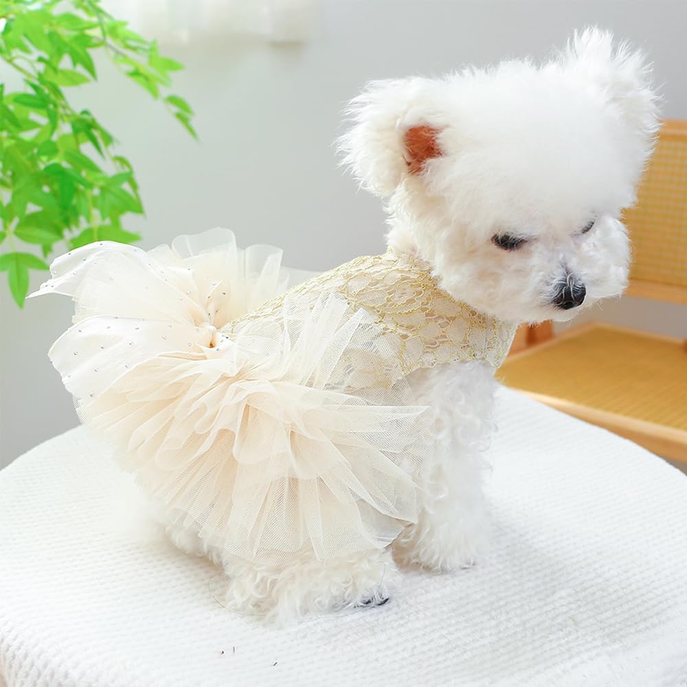 Aniac Small Dog Dresses,Girl Puppy Princess Tutu Dress With Bow Knot,Cat Outfit,Chihuahua Yorkie Clothes For Birthday Wedding (M