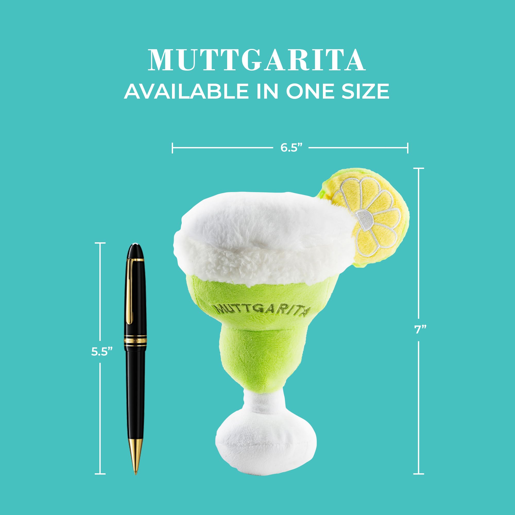 Haute Diggity Dog Muttgarita, Plush Designer Dog Toys With Interactive Squeaker, Stimulating Pet Enrichment, Machine-Washable &