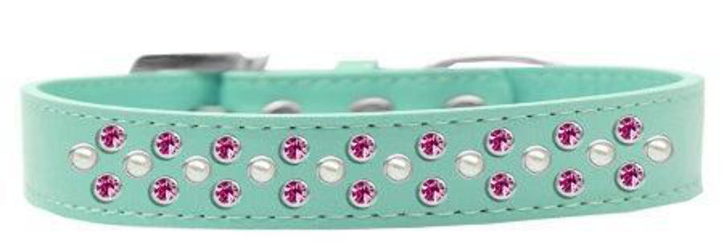 Dog, Puppy & Pet Fashion Collar, Pearl and Bright Pink Crystal Rimsets Sprinkles Bright Pink 14