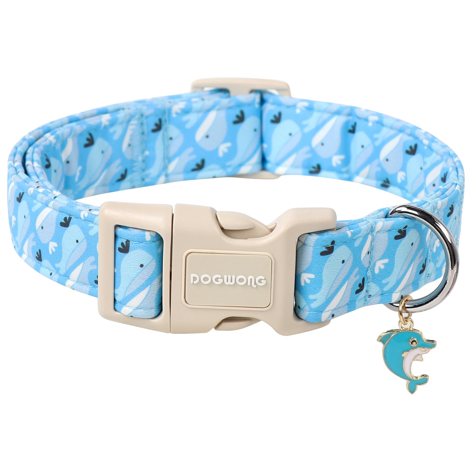 Dogwong Summer Dog Collar, Cute Blue Whale Dog Collars, Adjustable Summer Shark Pet Collars Boy Male Coastal Beach Necklace For 
