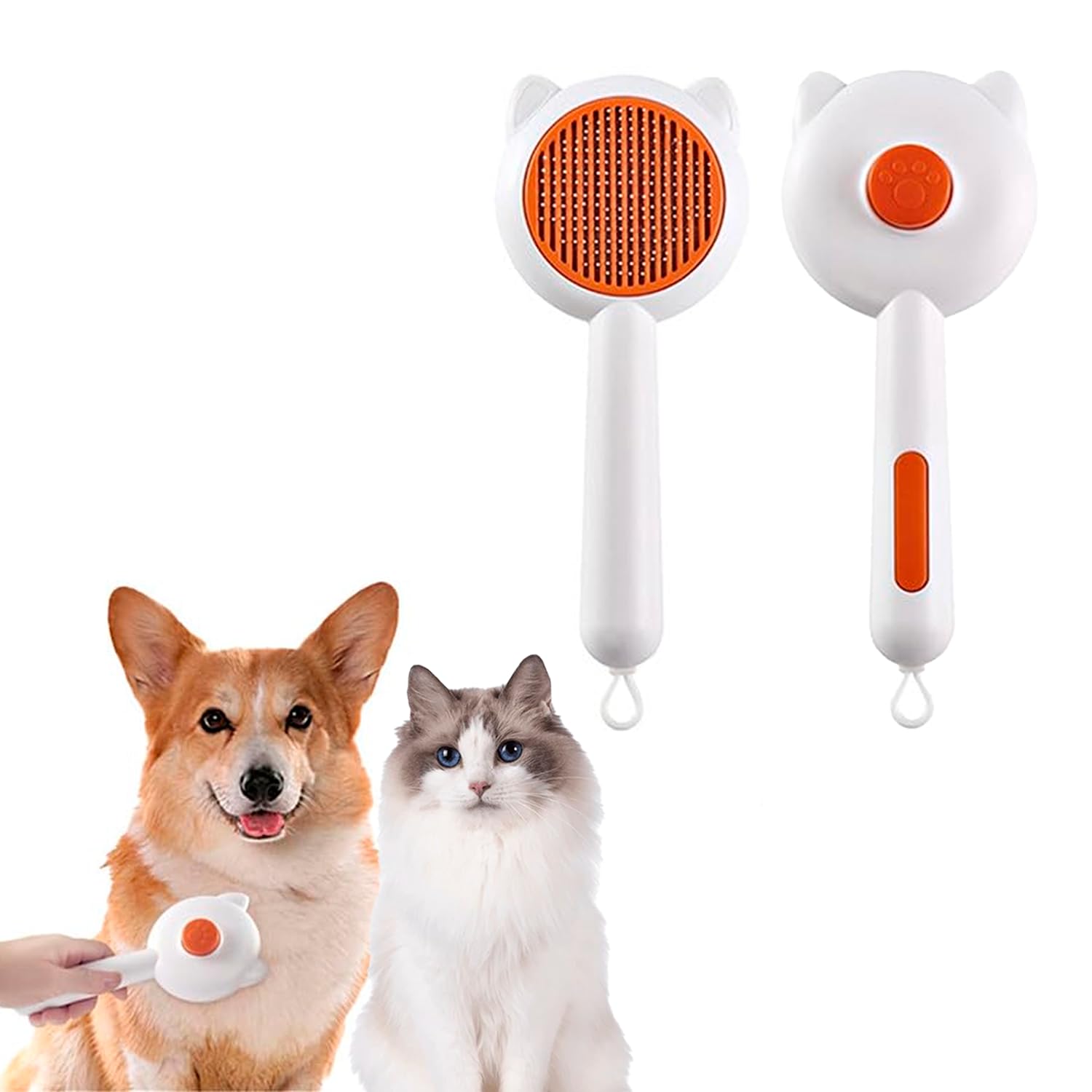 Petbabas Small Dog And Cat Grooming Kit, Self Cleaning Cat Comb Hair Brush For Indoor Cats, Dog Deshedding Brush Grooming Kit, P