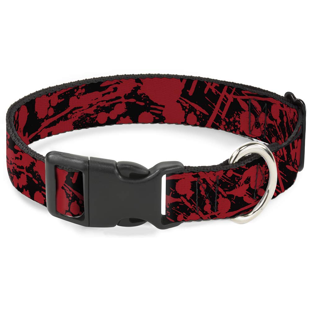 Buckle-Down 16-23 Splatter Black/Red Plastic Clip Collar, Wide Medium
