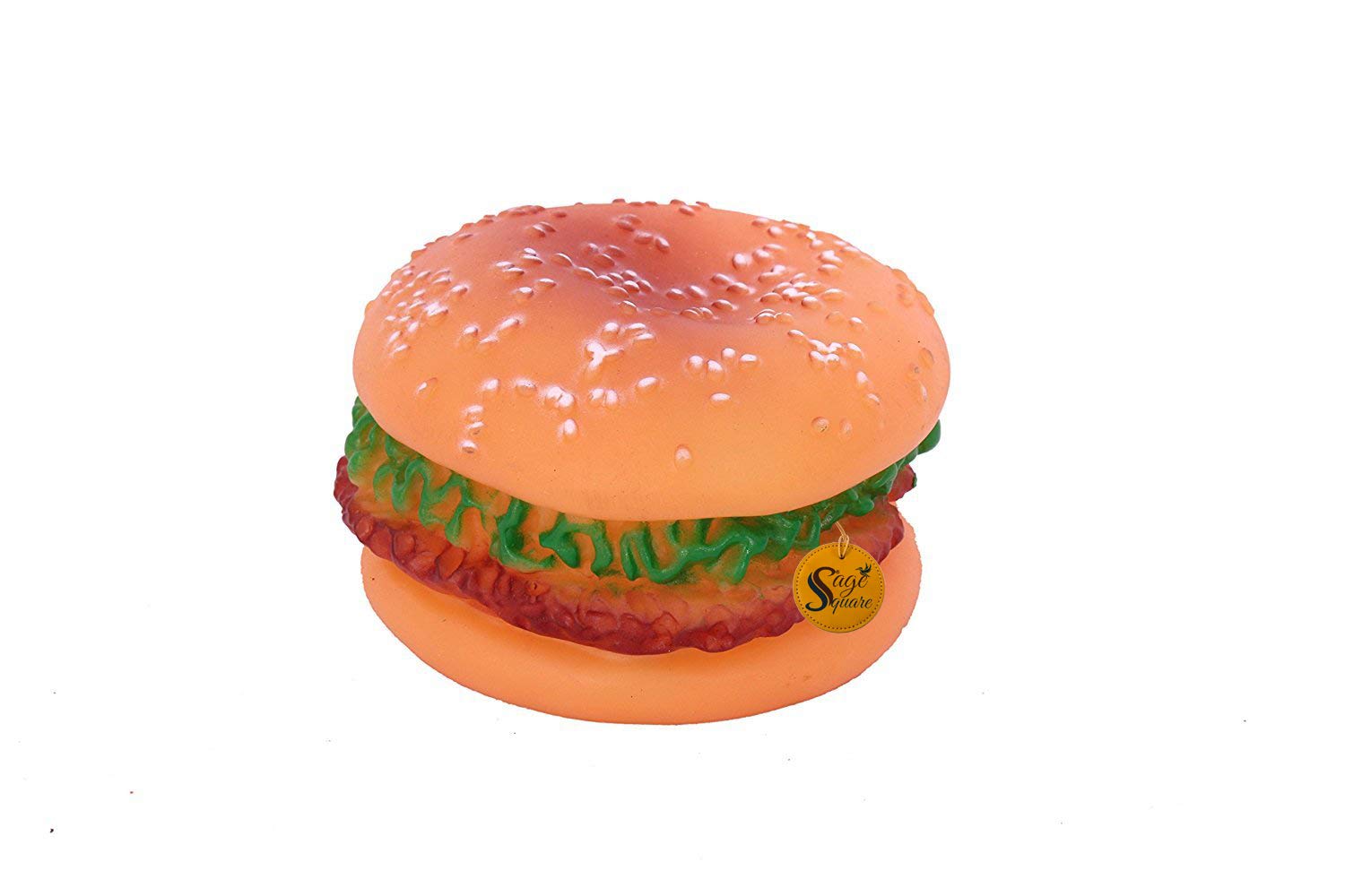 Sage Square Squeaky Vinyl Chew Latex Burger Dog Toy