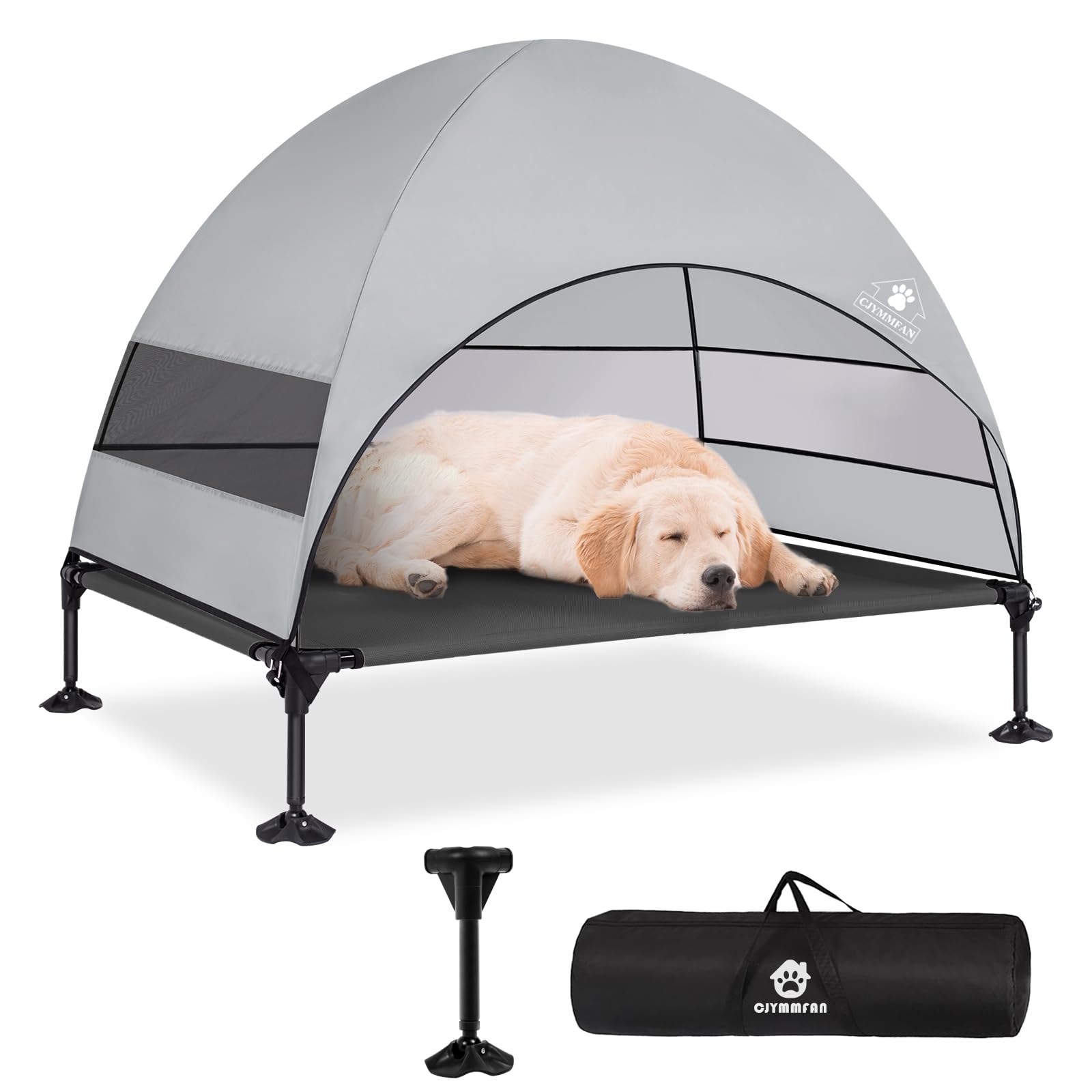 Elevated Dog Bed With Upgraded Canopy, Raised Outdoor Dog Tent With Powerful Anti-Slip Feet, Portable Pet Cot With Larger Shade,