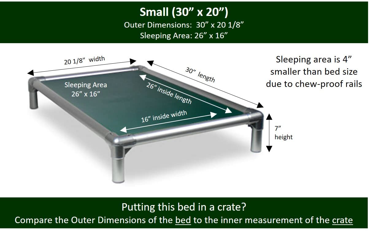 Kuranda Chewproof Bed - Silver Aluminum - 30'' x 20'' - Heavy Duty Vinyl - Forest