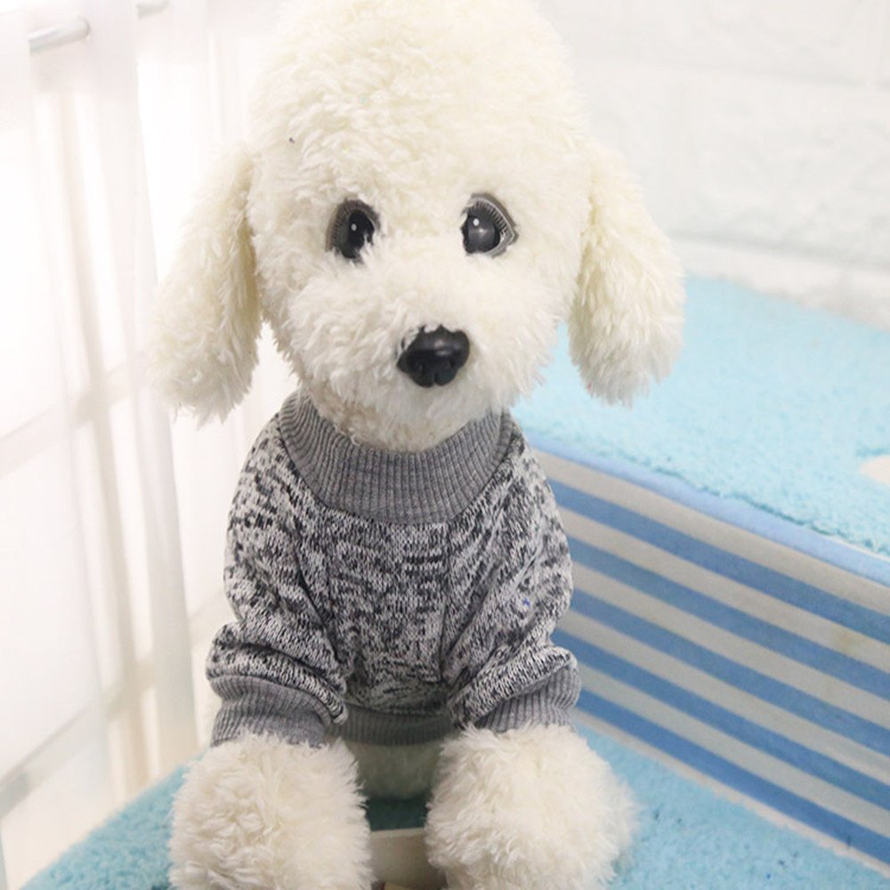 Idepet Pet Dog Classic Sweater Sweatshirt, Soft Fleece Coat For Small,Medium Dog,Warm Pet Dog Cat Clothes,Soft Puppy Customes 2 Color (S, Grey)