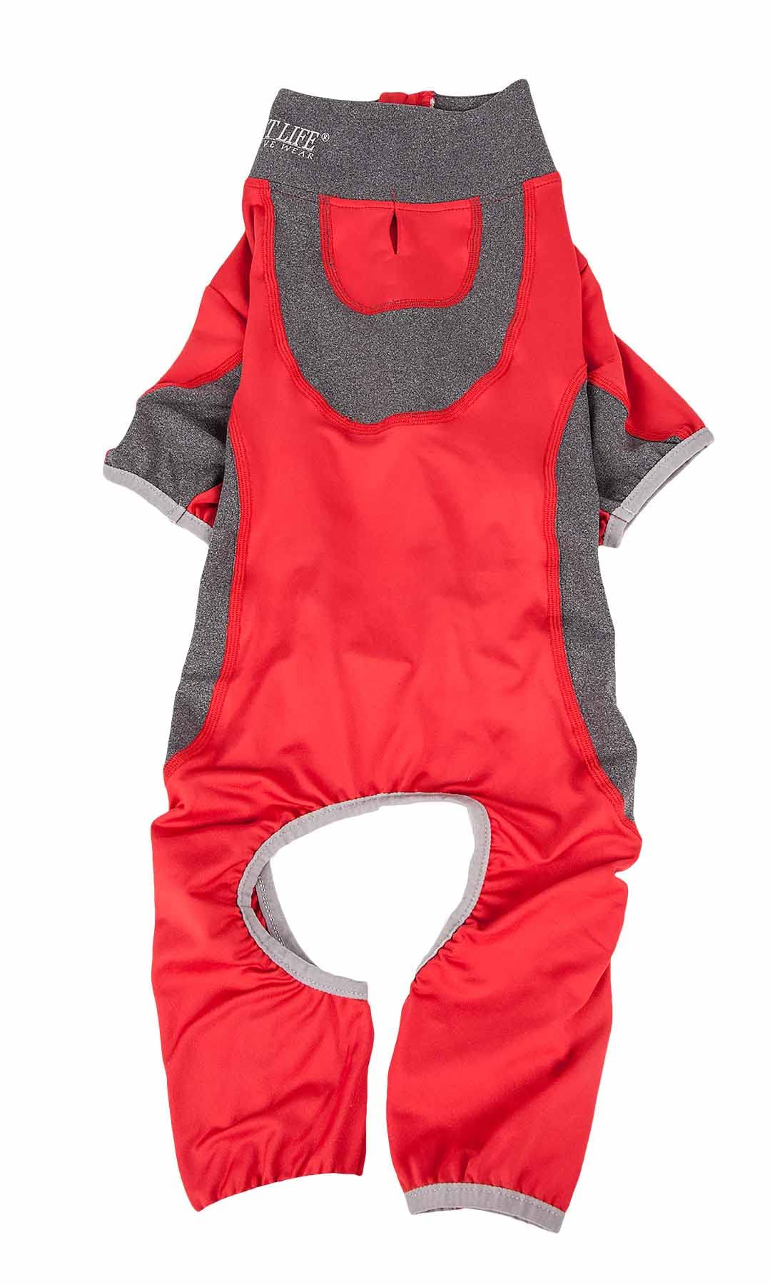 Pet Life ?Active 'Warm-Pup' Heathered Performance 4-Way Stretch Two-Toned Full Body Warm Up, X-Large, Red