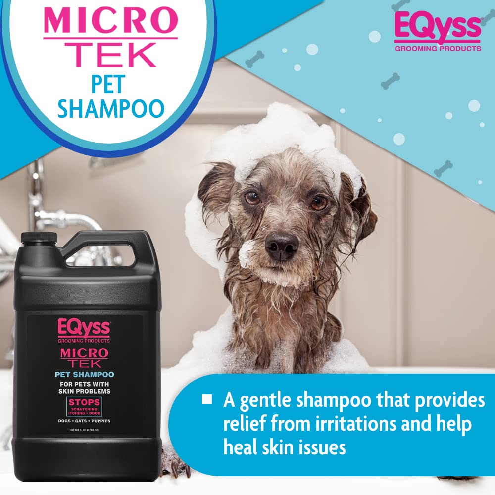 Eqyss Micro-Tek Pet Shampoo - Soothes Dry Irritated Skin On Contact, Stops Itching, Scratching, Biting, Licking Hot Spots - For