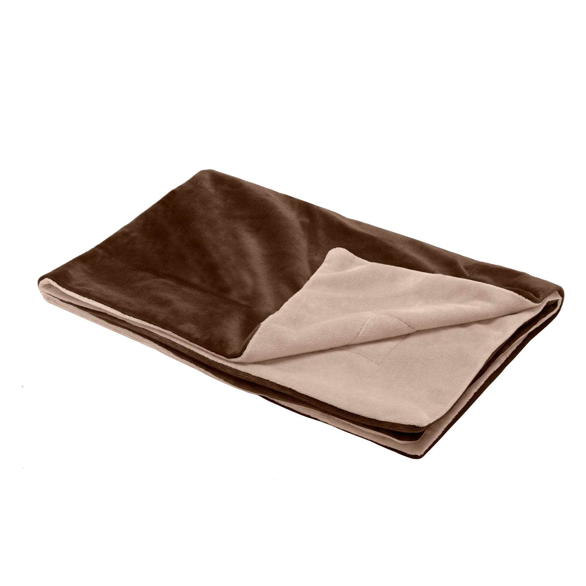 Furhaven Waterproof Throw Blanket For Dogs & Indoor Cats, Washable - Two-Tone Luxe Velvet Dog Blanket - Brownstone, Small