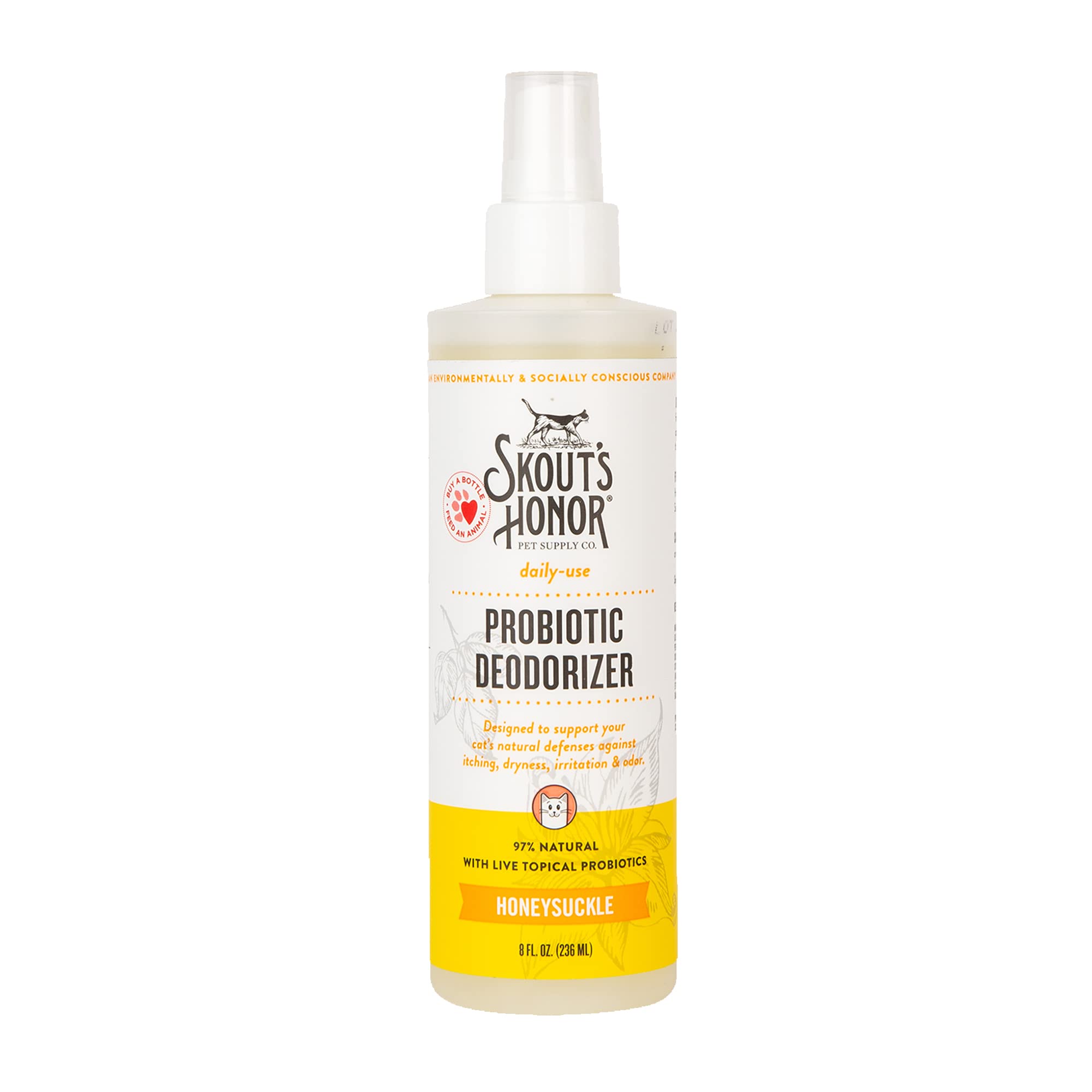 Skout'S Honor Cat Deodorizer Spray- Hydrating Daily-Use With Avocado Oil & Omega-3S, Paraben & Sulfate-Free, 97% Natural, 8Oz, H