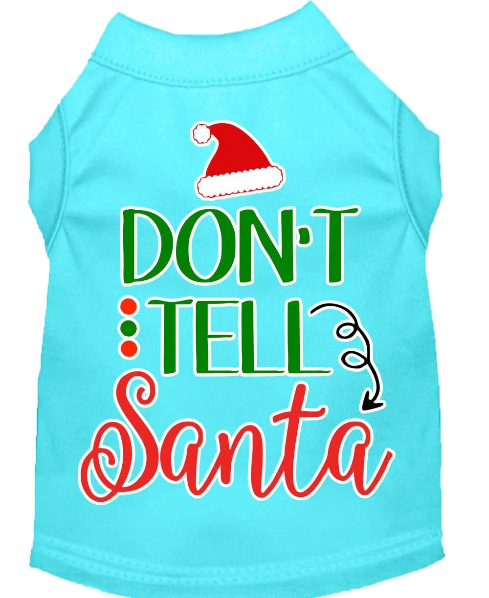 Christmas Pet Dog & Cat Shirt Screen Printed, "Don't Tell Santa" Yellow SM (3-6 lbs.)