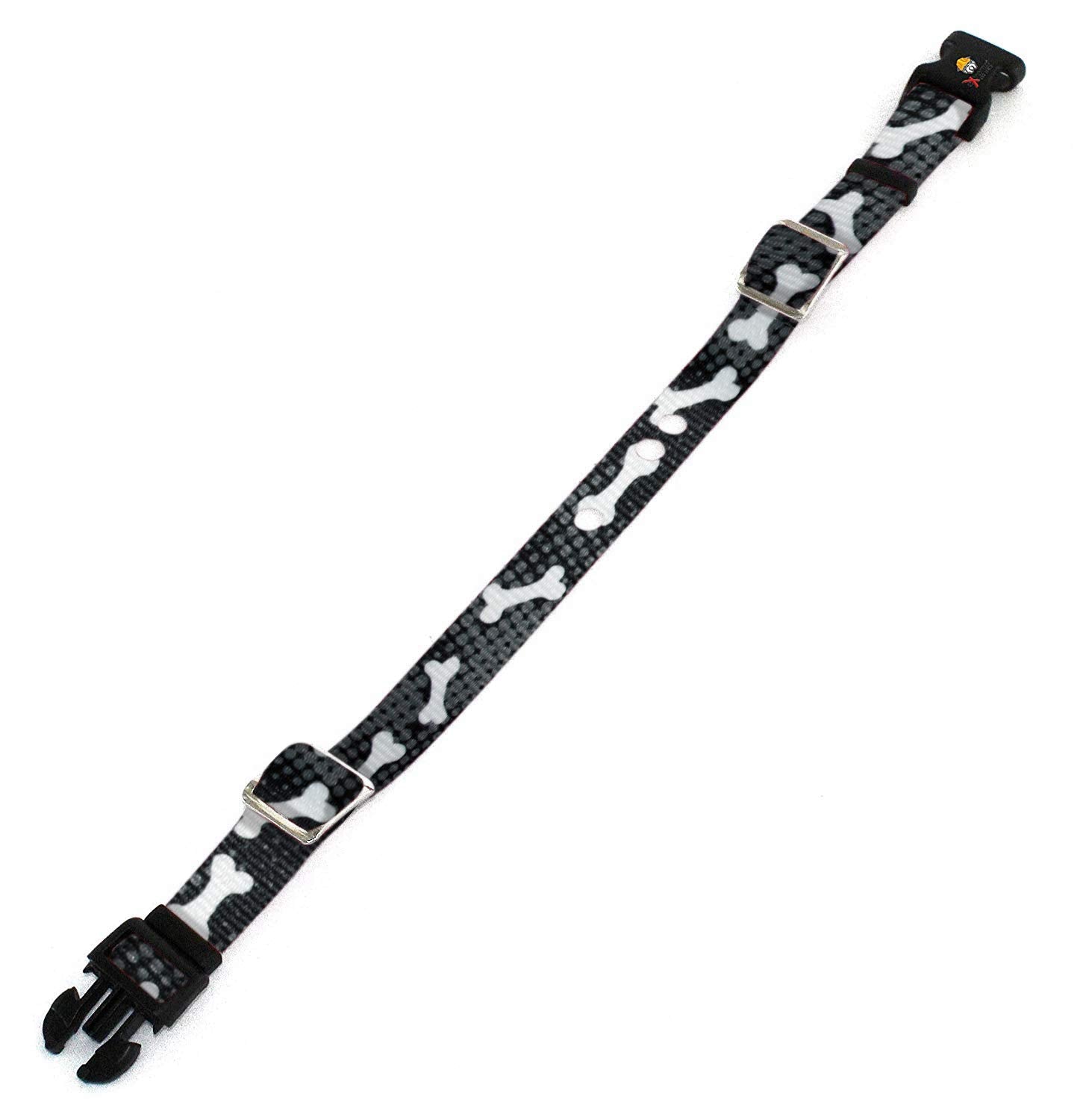 Replacement Receiver Collar Straps For All Brands Electric Dog Fences | Black With White Bones | Extreme Dog Fence, Invisible Fe