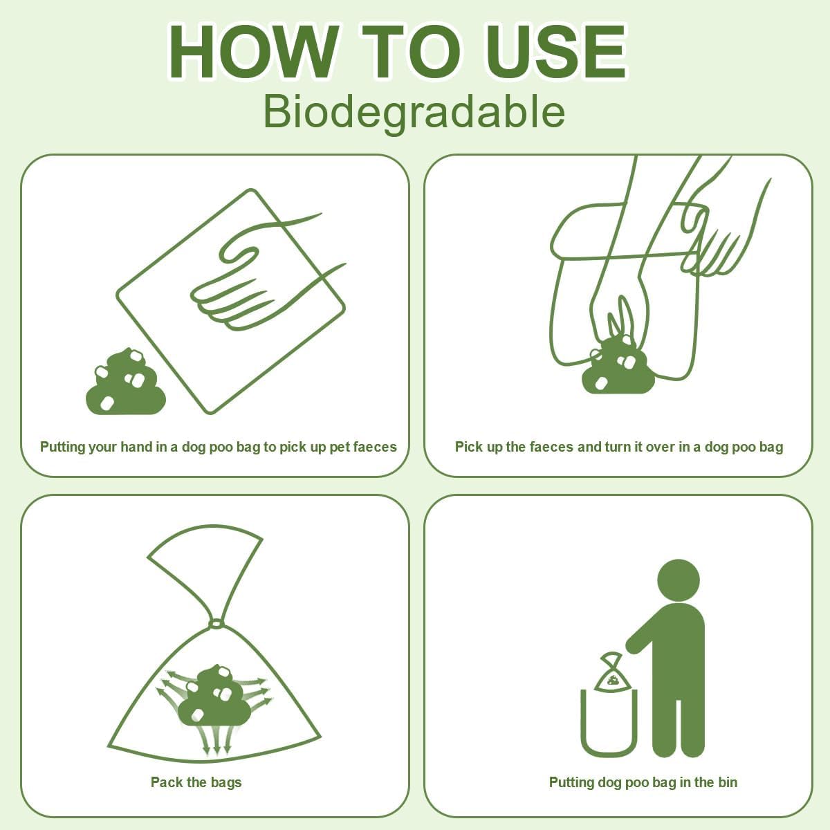Strong Green Leak Proof Waste Bag for Dogs-270 Large Poop Bags,Biodegradable Dog Poo Bags with Corn Starch Blended Compostable B