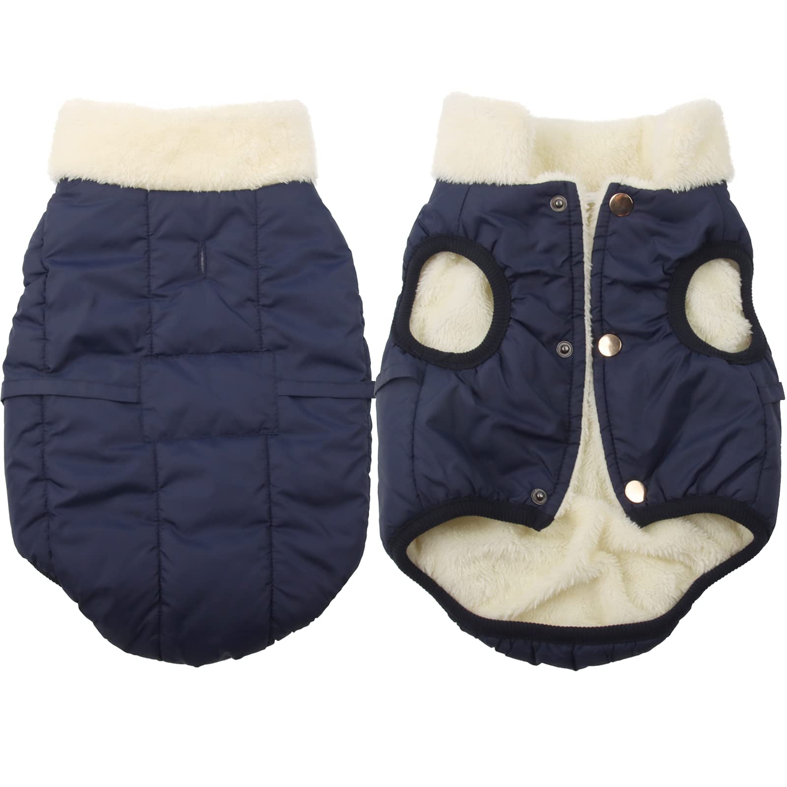 Joydaog Fleece Lined Warm Dog Jacket For Winter Cold Weather,Soft Windproof Large Dog Coat,Blue Xxl