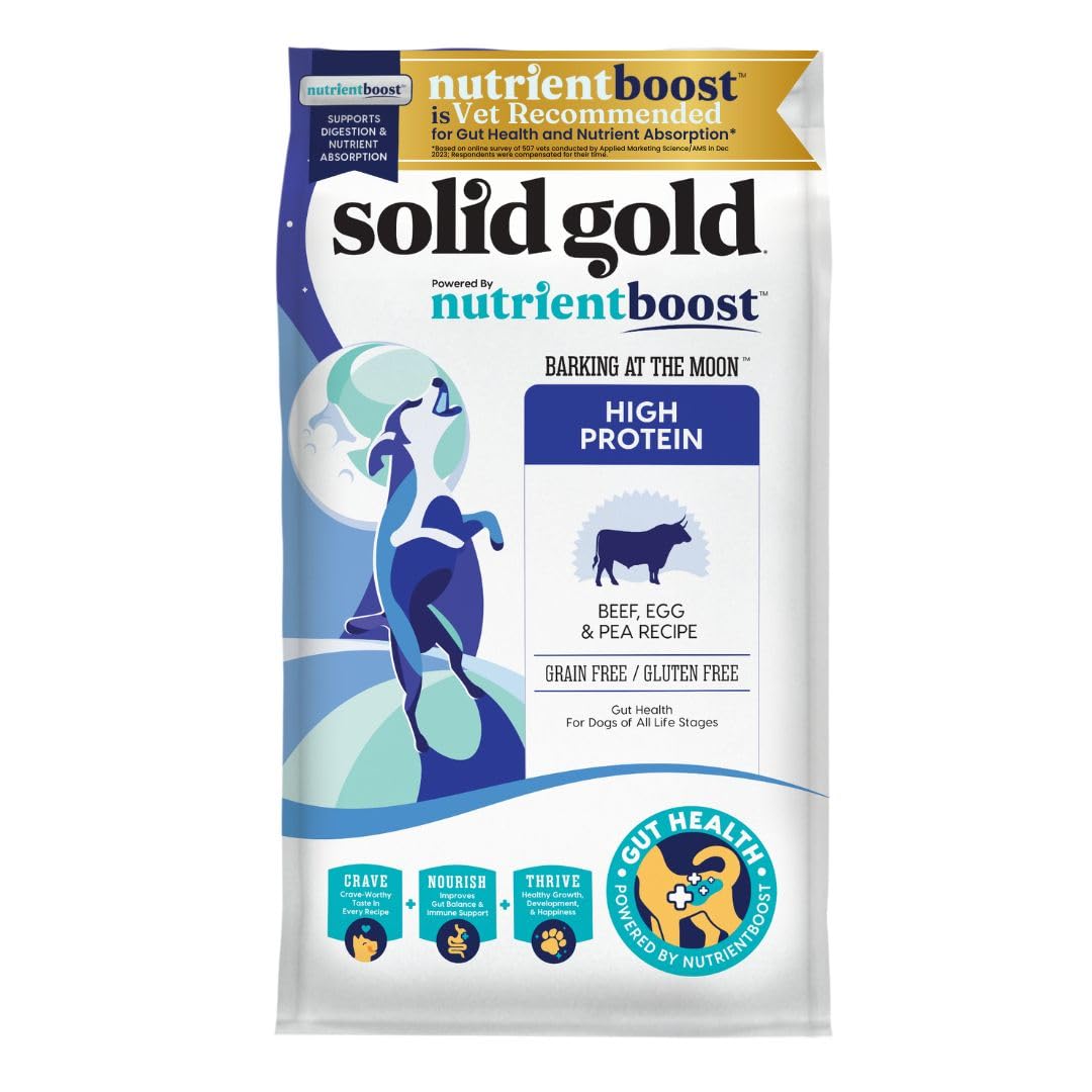 Solid Gold High Protein Dog Food Dry Dog Kibble - Premium Beef Protein & Digestive Probiotics for Energy, Muscle, Gut & Immune S