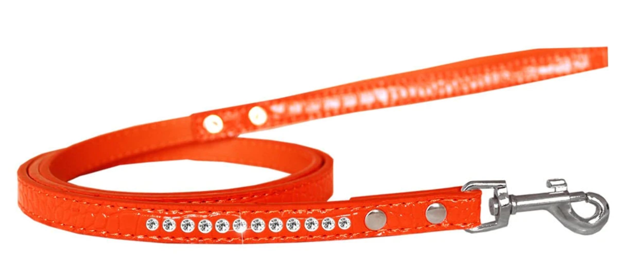 Mirage Pet Product Clear Jewel Croc Leash Silver 1/2'' wide x 6' long