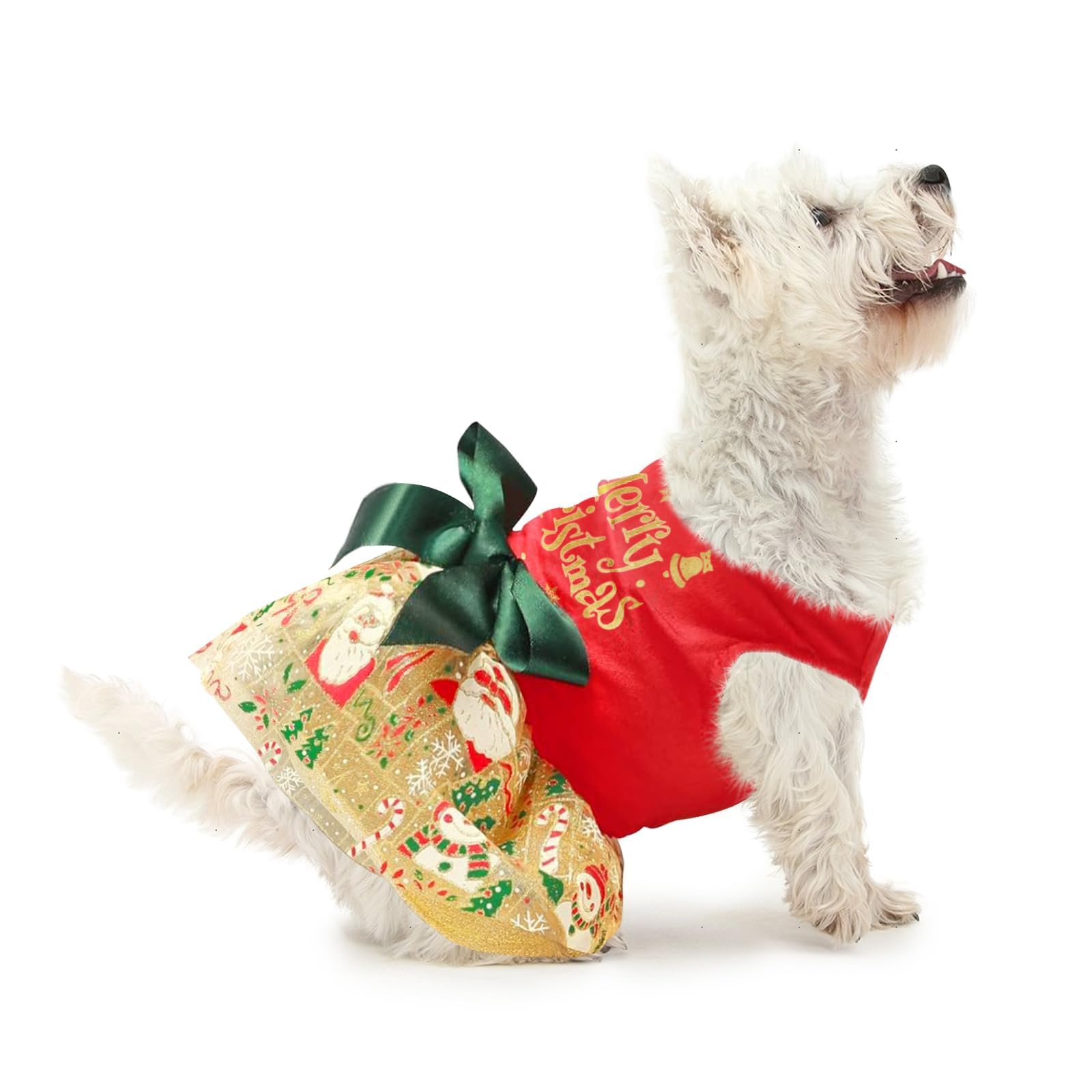 Christmas Dog Dress, Xmas Dog Dress Tulle Puppy Skirt Doggie Christmas Outfit Holiday Clothes For Small Dogs, Cat Pet Apparel (L