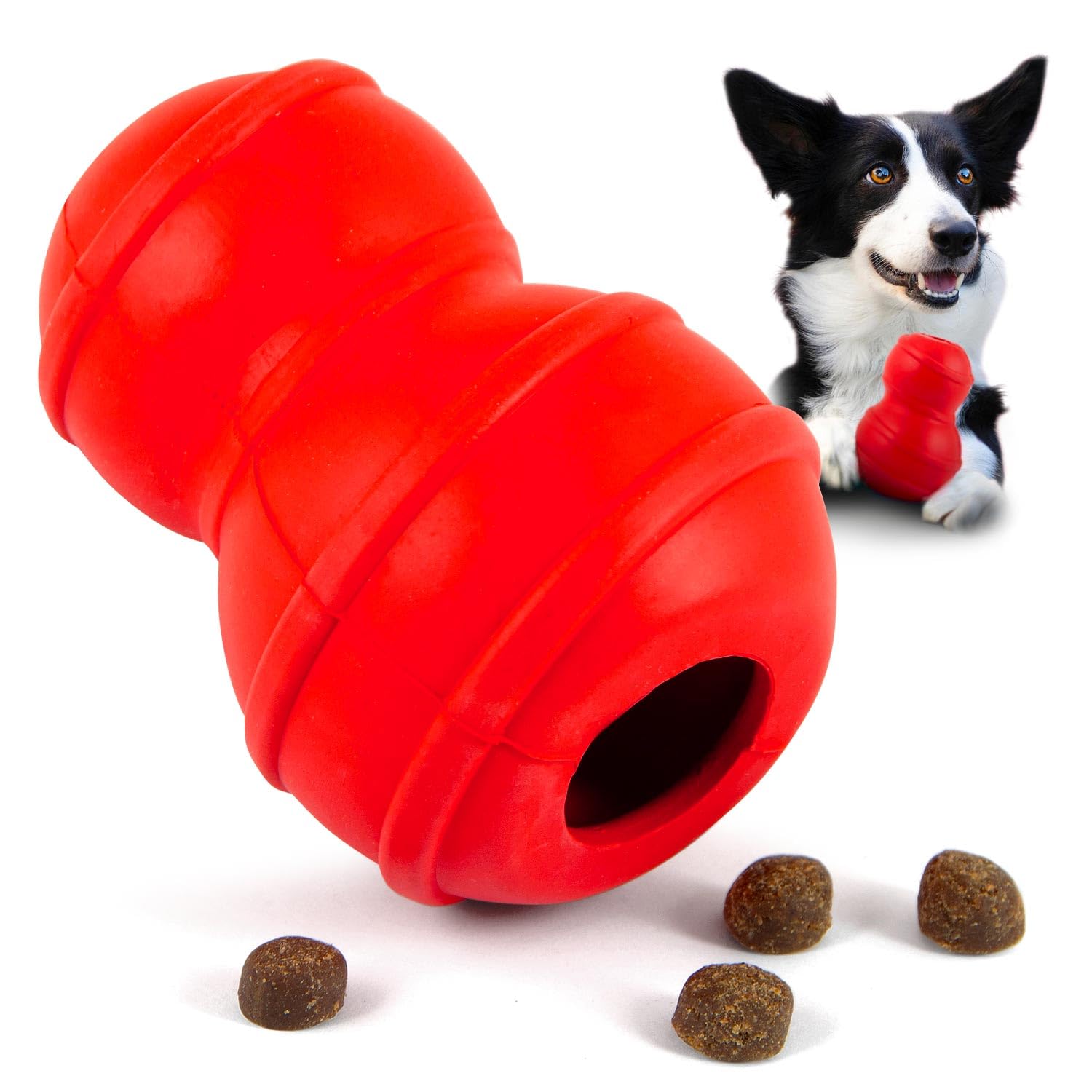 Jeffers Pet Natural Rubber Dog Chew Toy - Red Classic, Medium - Treat Dispensing, Vanilla Scent, Durable, Non-Toxic, Dishwasher 