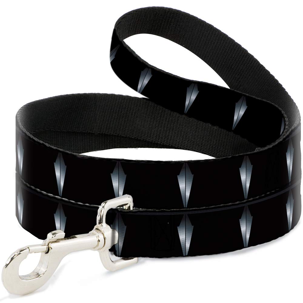 Buckle-Down Dog Leash Black Panther Tooth Necklace Black Silvers 6 Feet Long 0.5 Inch Wide
