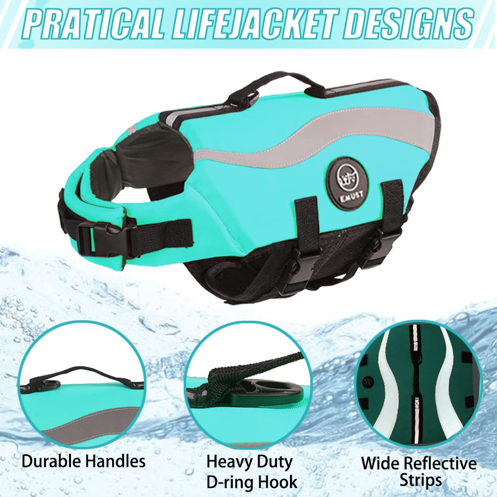 Emust Dog Life Jacket, Ripstop Large Dog Life Vests Swimsuit For Boating/Swimming/Pool With Double Rescue Handles, Dogs Flotatio