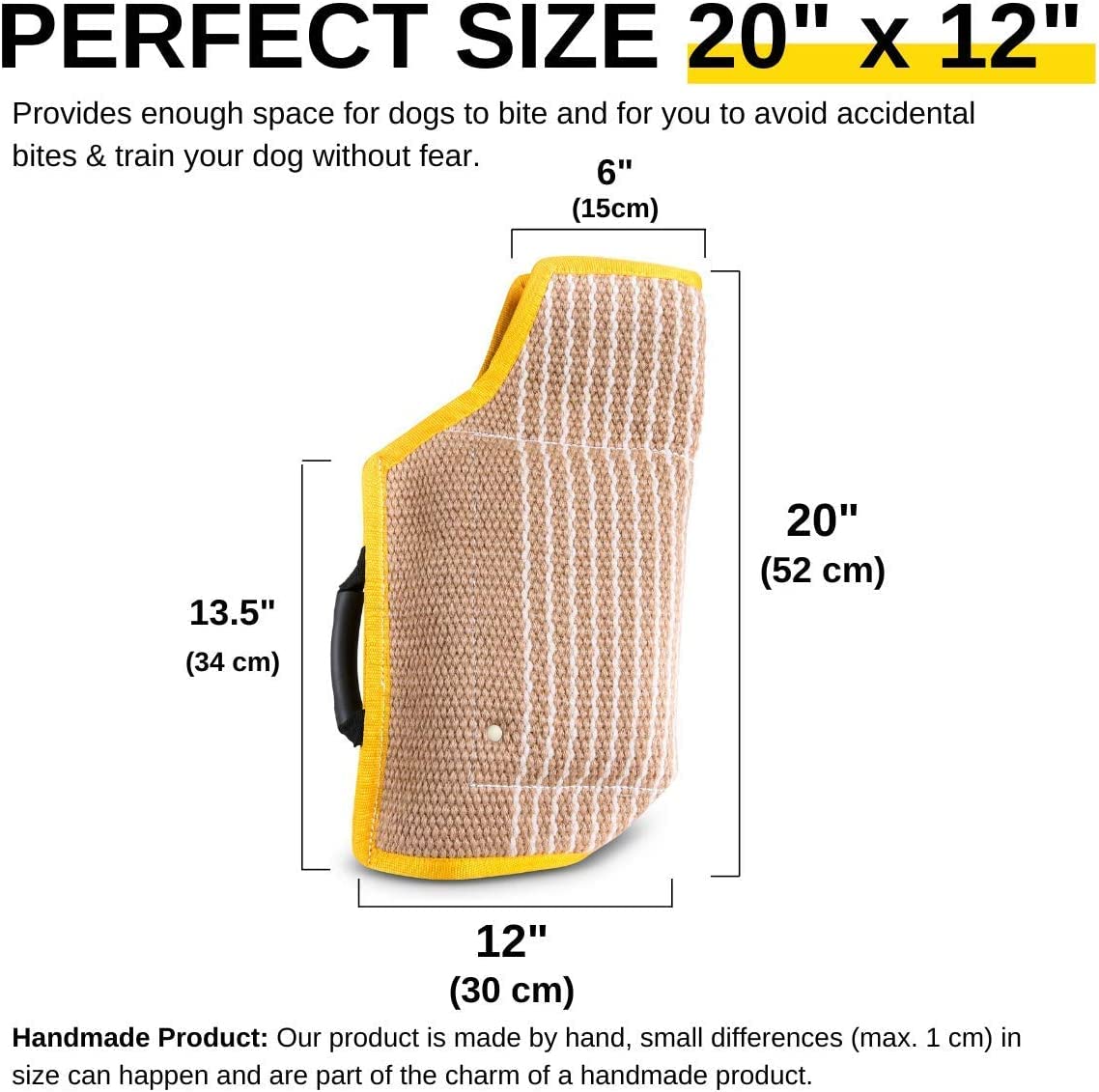 YES4QUALITY Dog Bite Sleeve - Durable Jute Training Equipment for Medium-Large Dogs (20.1x11.6") - Yellow - Model YES4QUALITY-019
