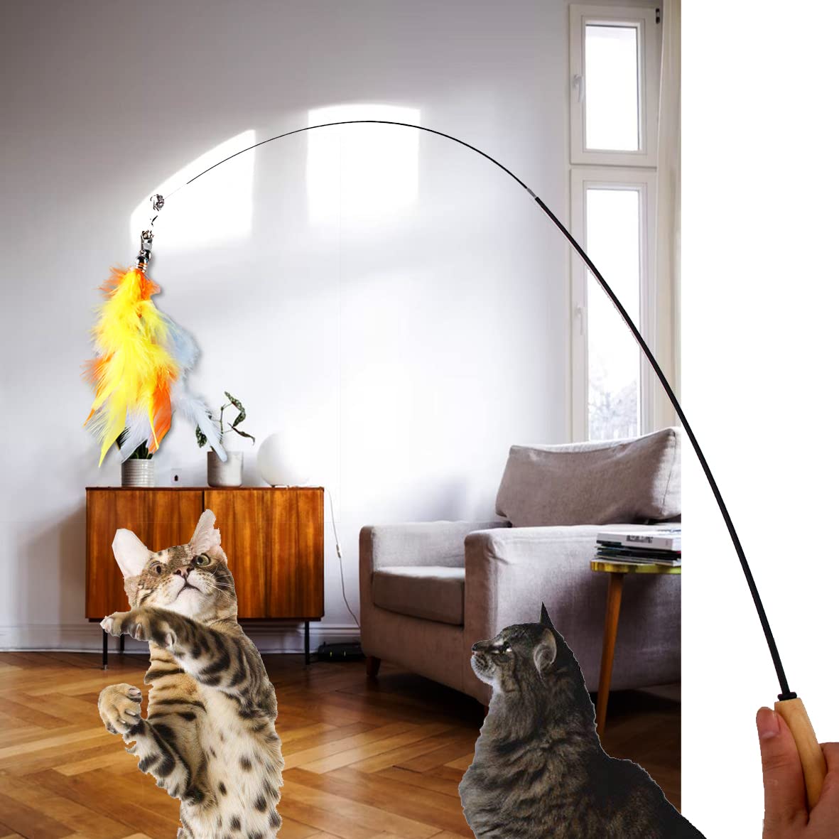 Logfaadcoi 10-Pack Of Vibrant Feathered Cat Toy Refills: Perfect Wand Attachments For Indoor Cats, Enhance Your Pet'S Playtime W