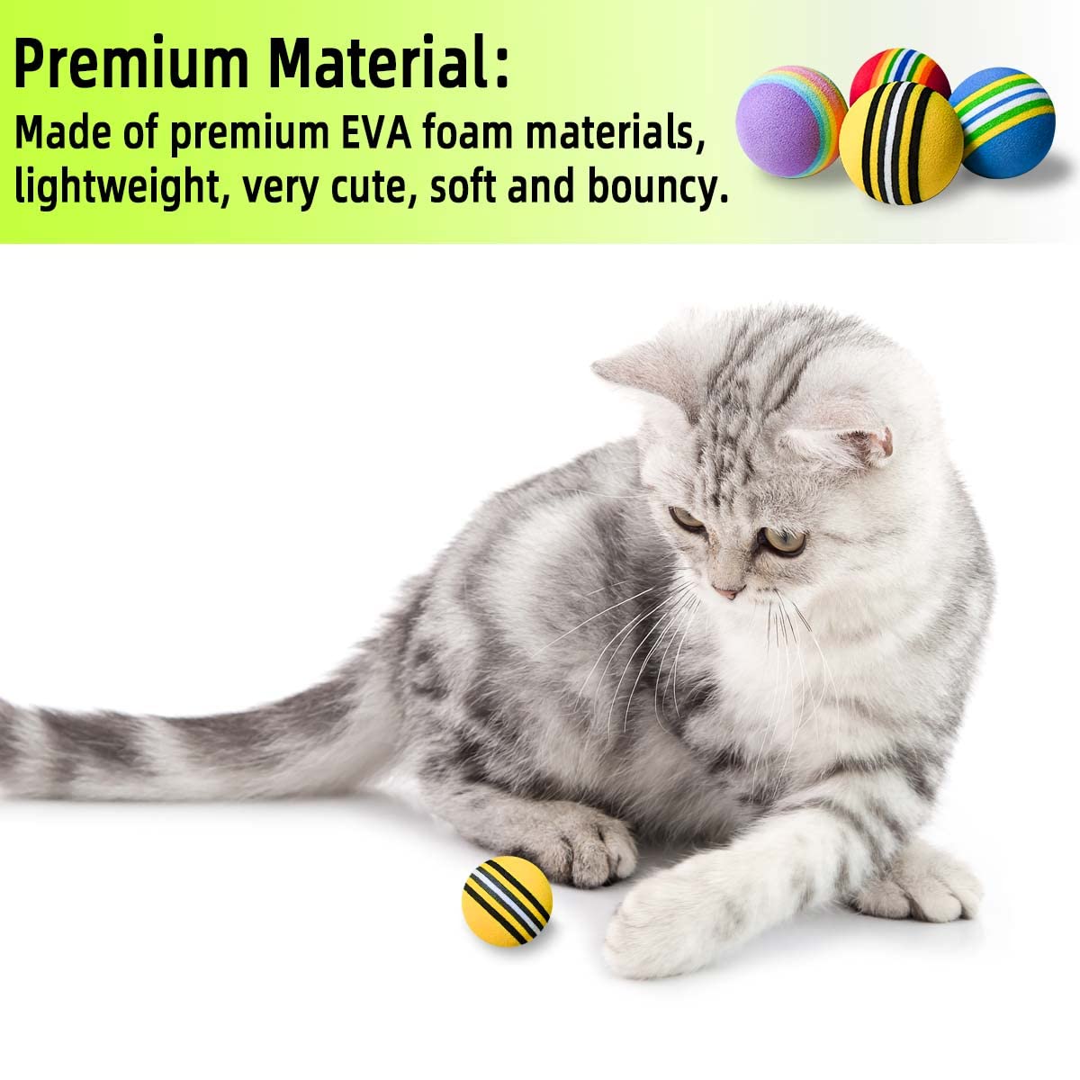 12 Pack Foam Cat Soccer Balls - Soft, Quiet, Interactive Toys For Kitten, Dog, Puppy - Indoor Activity Play, Chase, Training, Ch