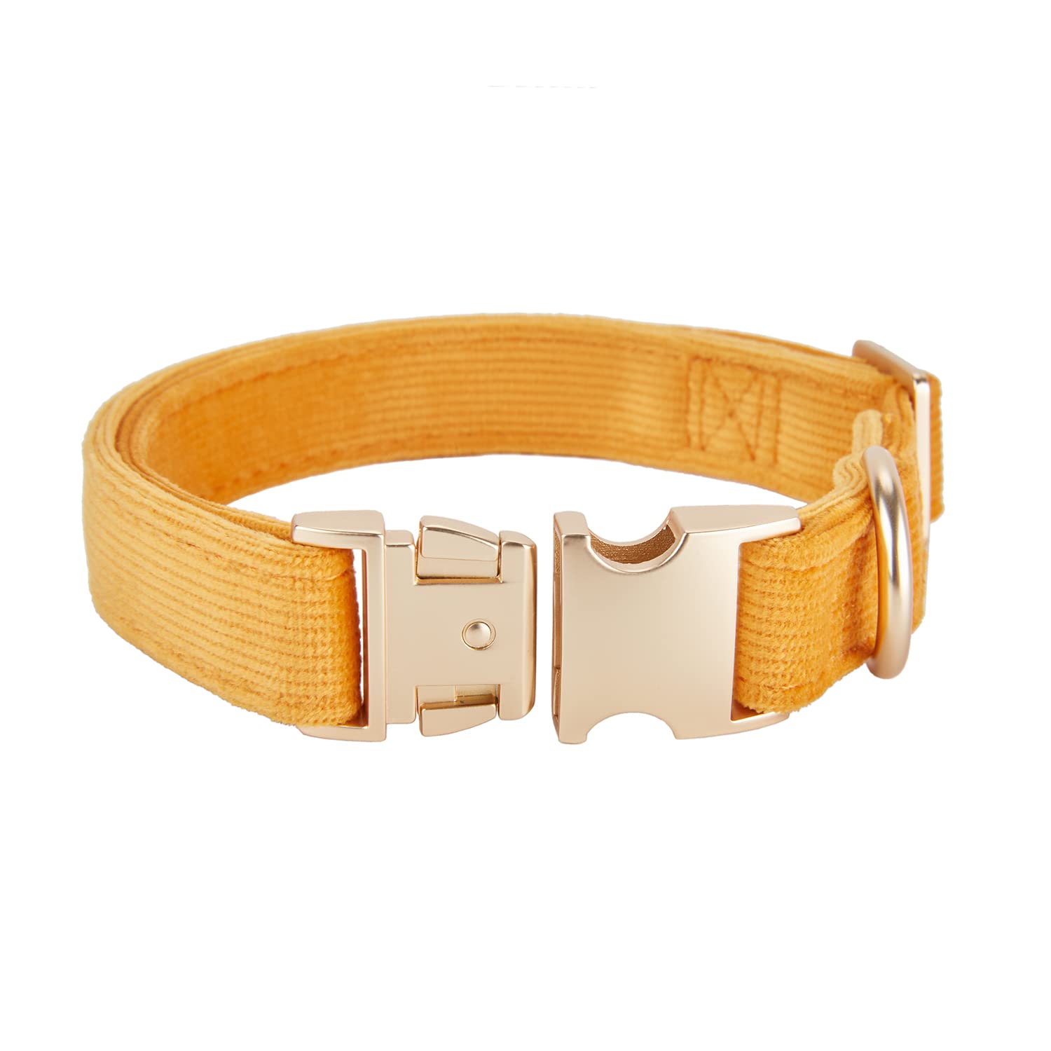 YUDOTE Soft Cotton Dog Collar with Metal Buckle Adjustable Heavy Duty Comfy Corduroy Collars for Small Medium Large Dogs,Orange,