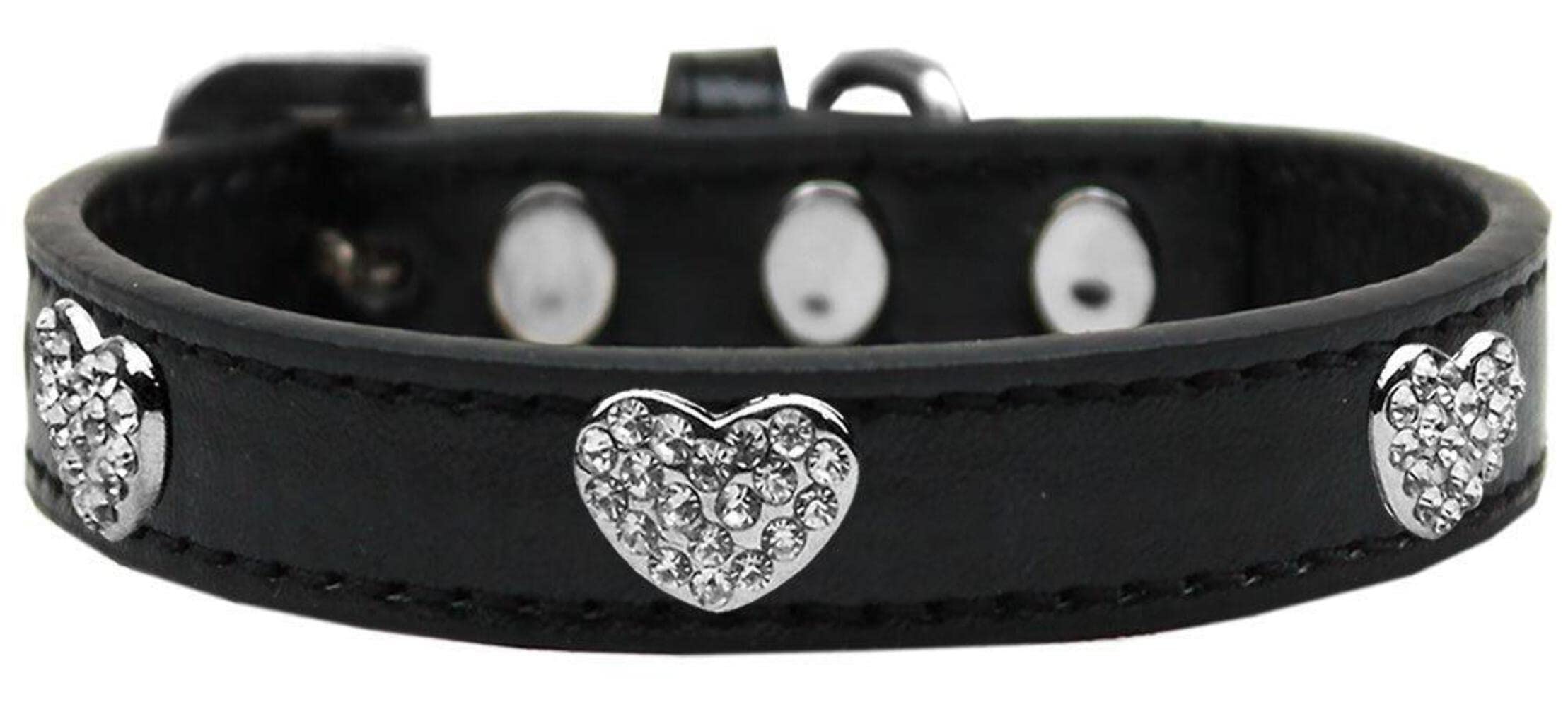Dog, Puppy & Pet Widget Fashion Collar, "Clear Crystal Heart" Aqua 10