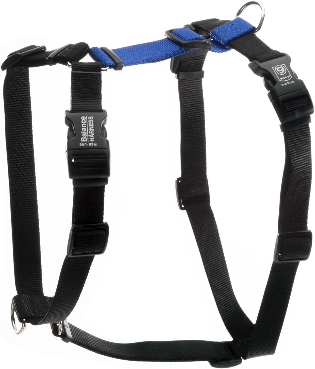Blue-9 Buckle-Neck Balance Harness, Fully Customizable Fit No-Pull Harness, Ideal For Dog Training And Obedience, Made In The Usa, Blue, Large