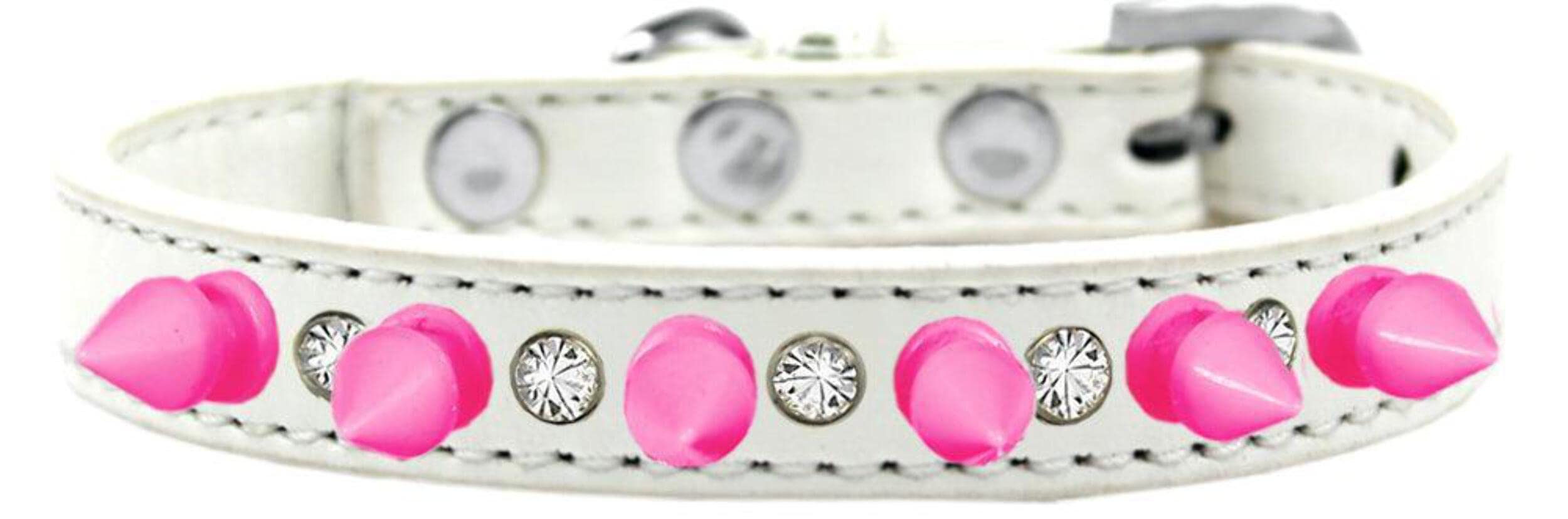Mirage Pet Products Crystal and Bright Pink Spikes Dog Collar, Size 12, Lavender
