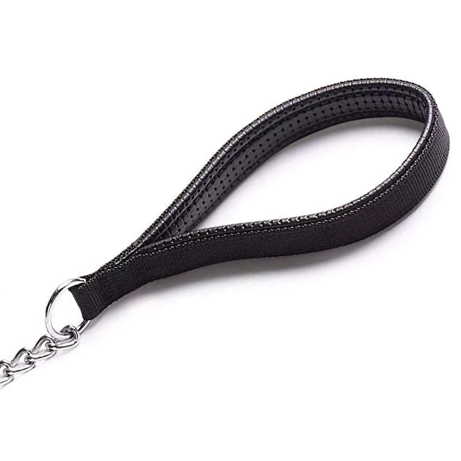 Petiry Chain Leash Metal Dog Leash Chrome Plated With Soft Padded Handle For Small Dogs.(S, Black Handle)