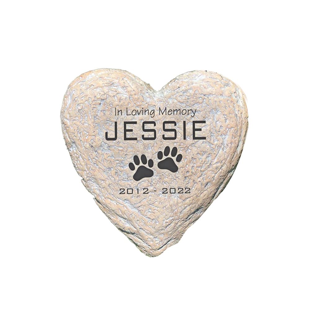 Giftsforyounow Engraved In Loving Memory Pet Memorial Garden Stone, 5 Inch Heart-Shaped, Durable, Waterproof, Temporary Grave Ma