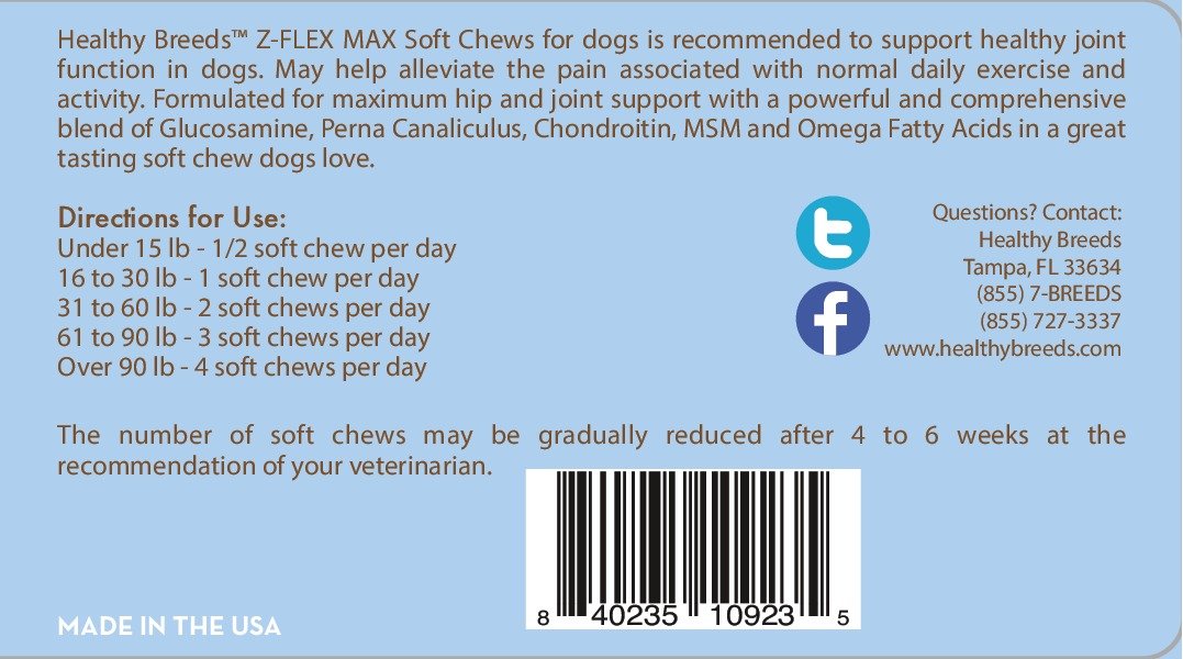 Healthy Breeds Irish Setter Z-Flex Max Hip and Joint Soft Chews 50 Count