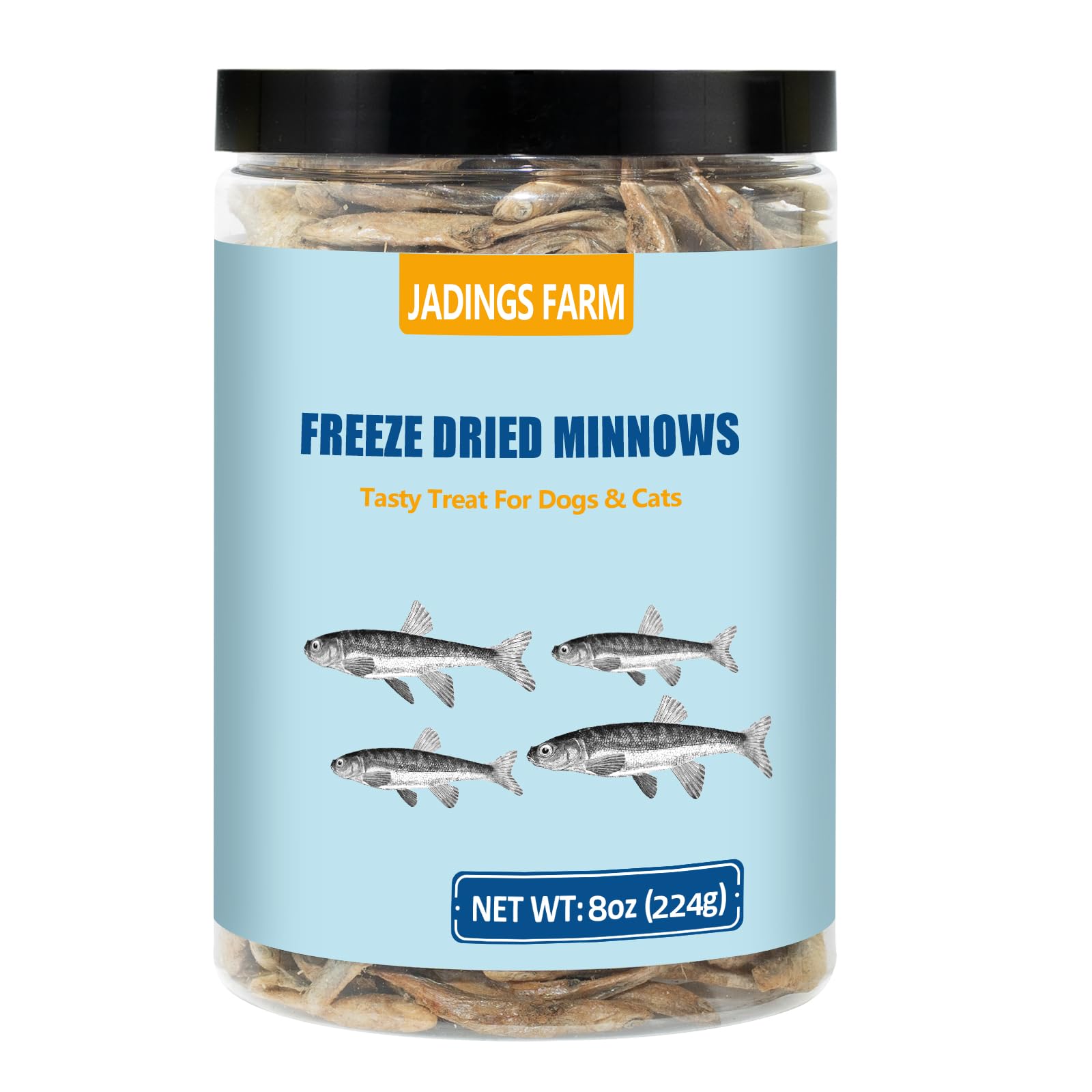 JADINGSFARM Minnows 8 oz Freeze Dried Minnows, 100% Natural Cat Treat, Dog Treat Freeze Dried Minnows for Cats Freeze Dried Minn