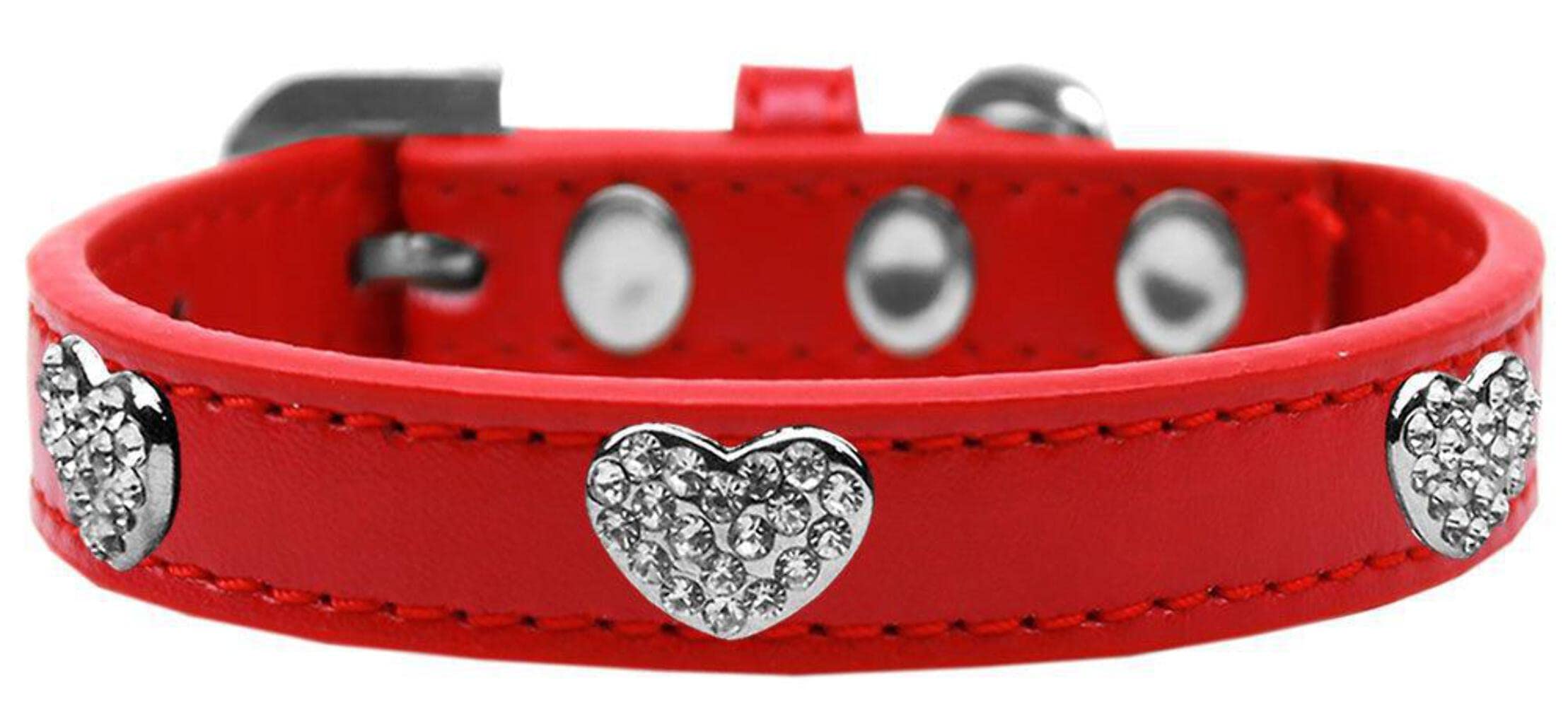 Dog, Puppy & Pet Widget Fashion Collar, "Clear Crystal Heart" Aqua 10