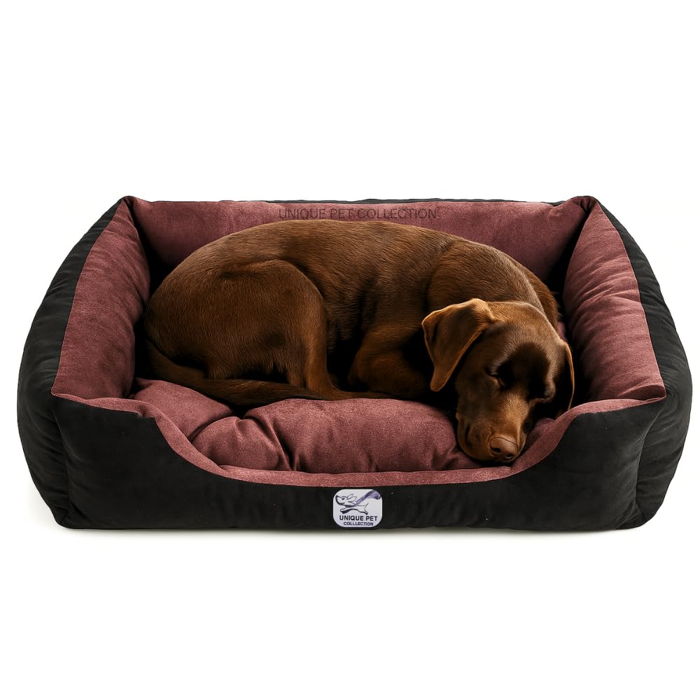UNIQUE PET COLLECTION Calming Dog Bed, Plush Donut Cuddler, Soft AntiAnxiety Cushion for Dogs and Cats (Brown, M)