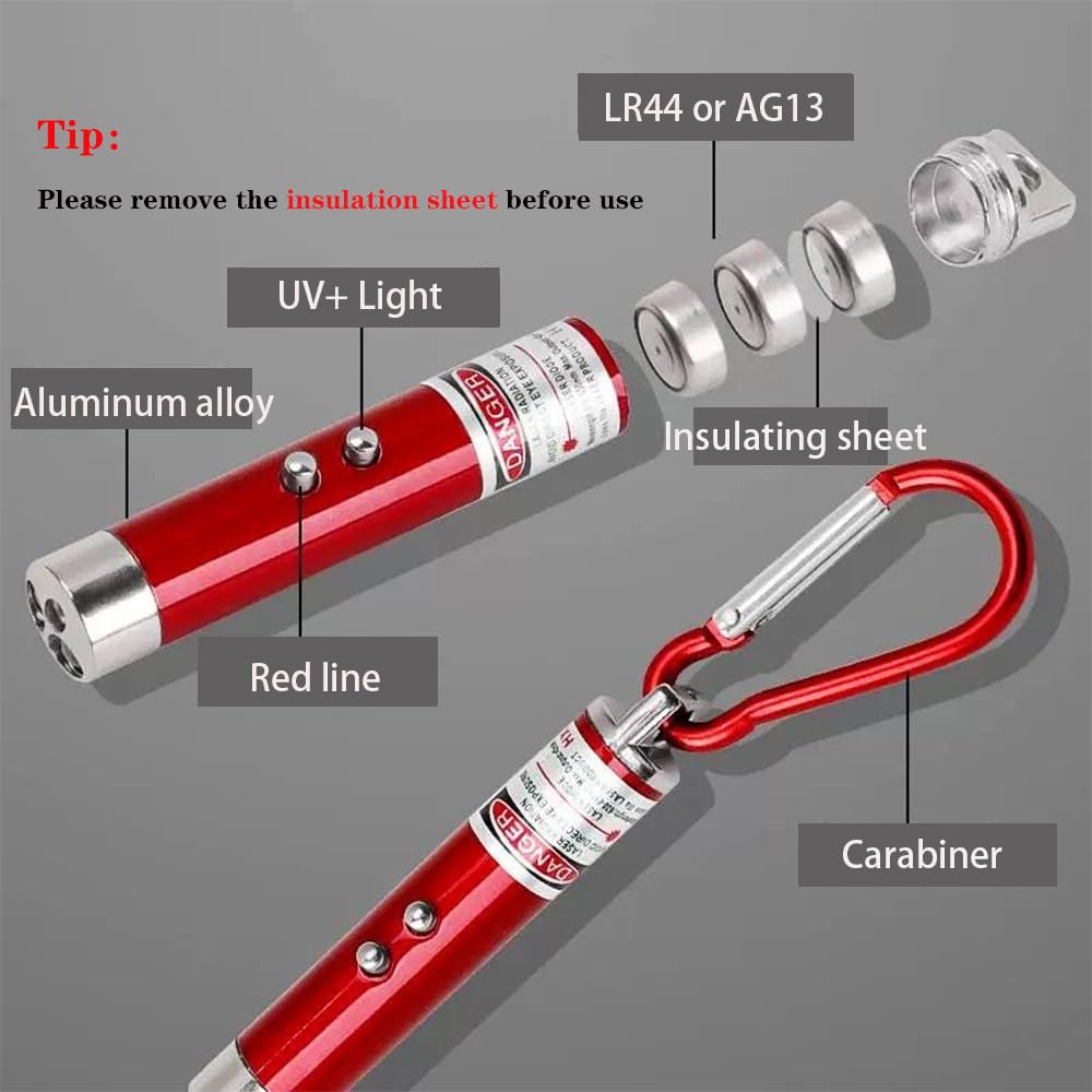 CHUQIANTONG 6PCS Mini Red Laser Pointer Cat Toy Interactive Training Tools White LED Torch Light Pet Supplies